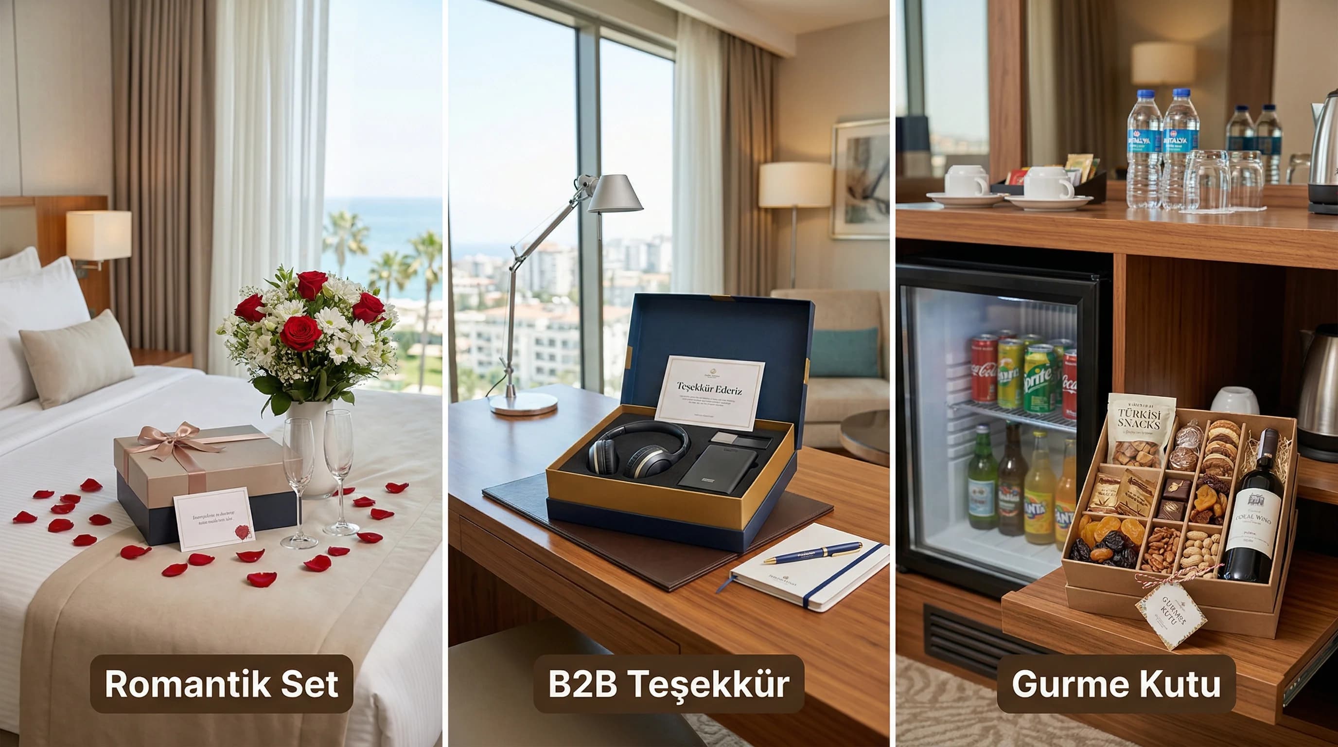 Oda sürprizi görsel örnekleri, hızlı teslim ve otel bağlamı