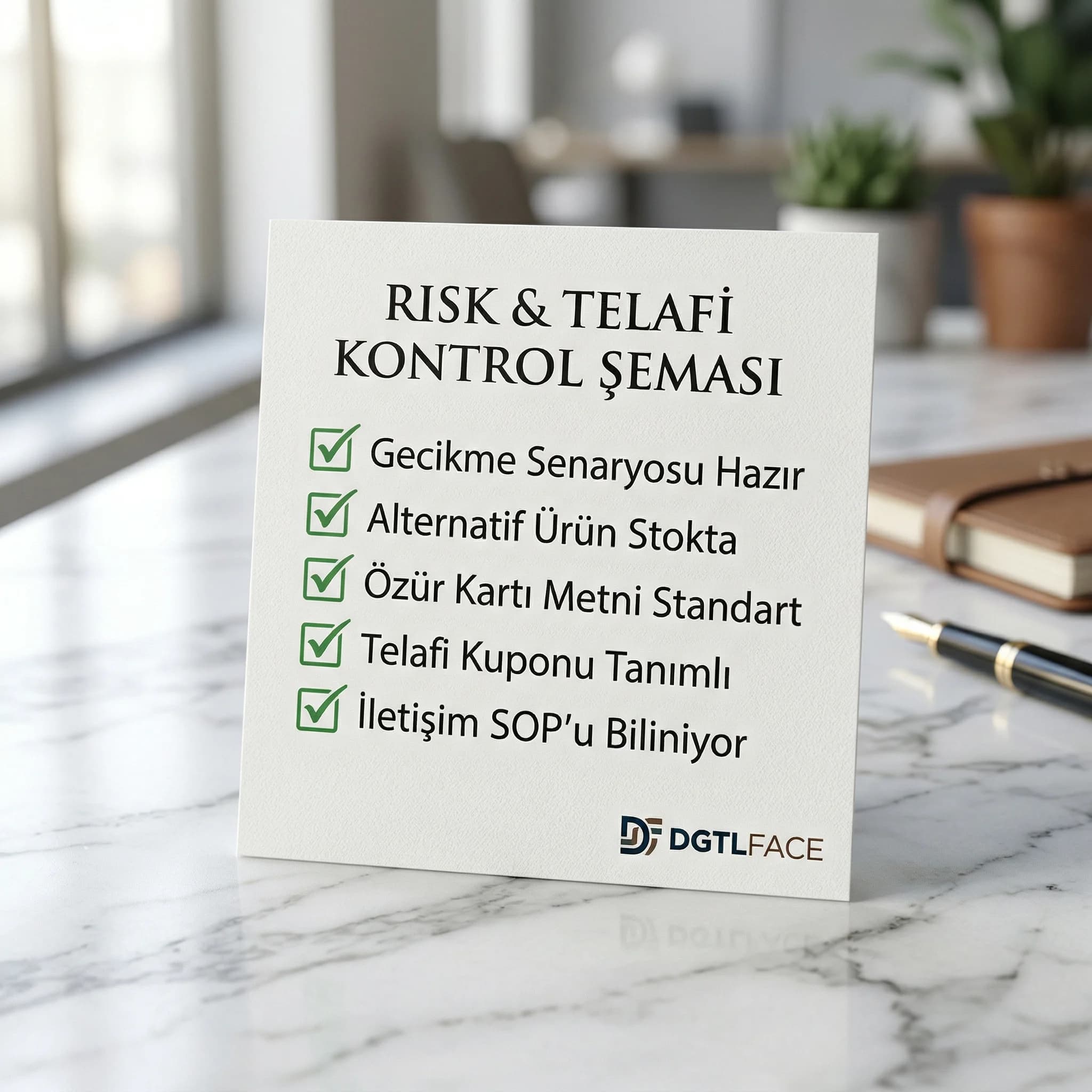 Risk ve telafi checklist’i, same day hediye ve otel bağlamı