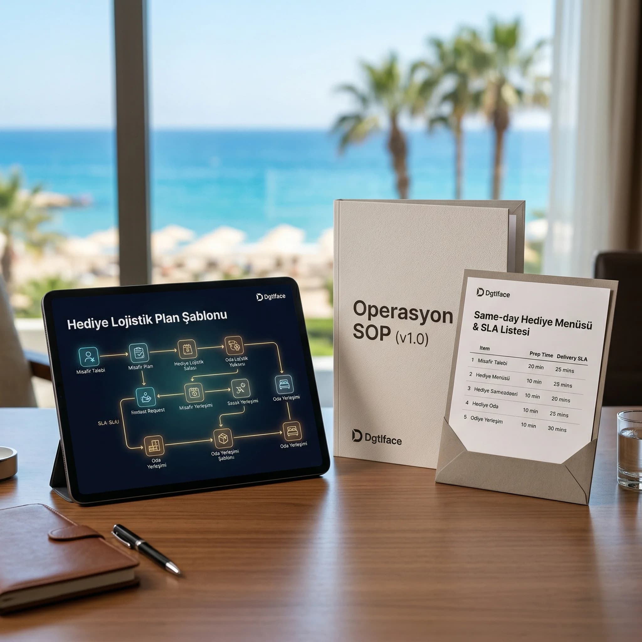 On-demand pilot çıktı listesi, menü ve SOP otel bağlamı