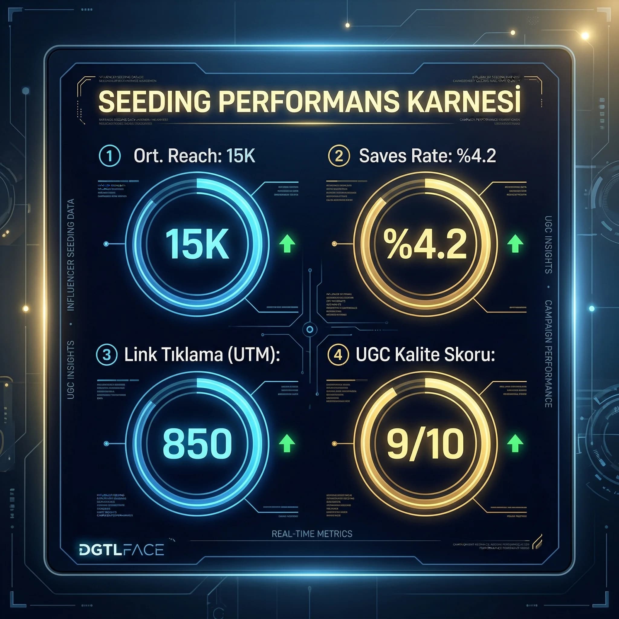 Seeding performans KPI kartı, etkileşim ve tıklama otel bağlamı”