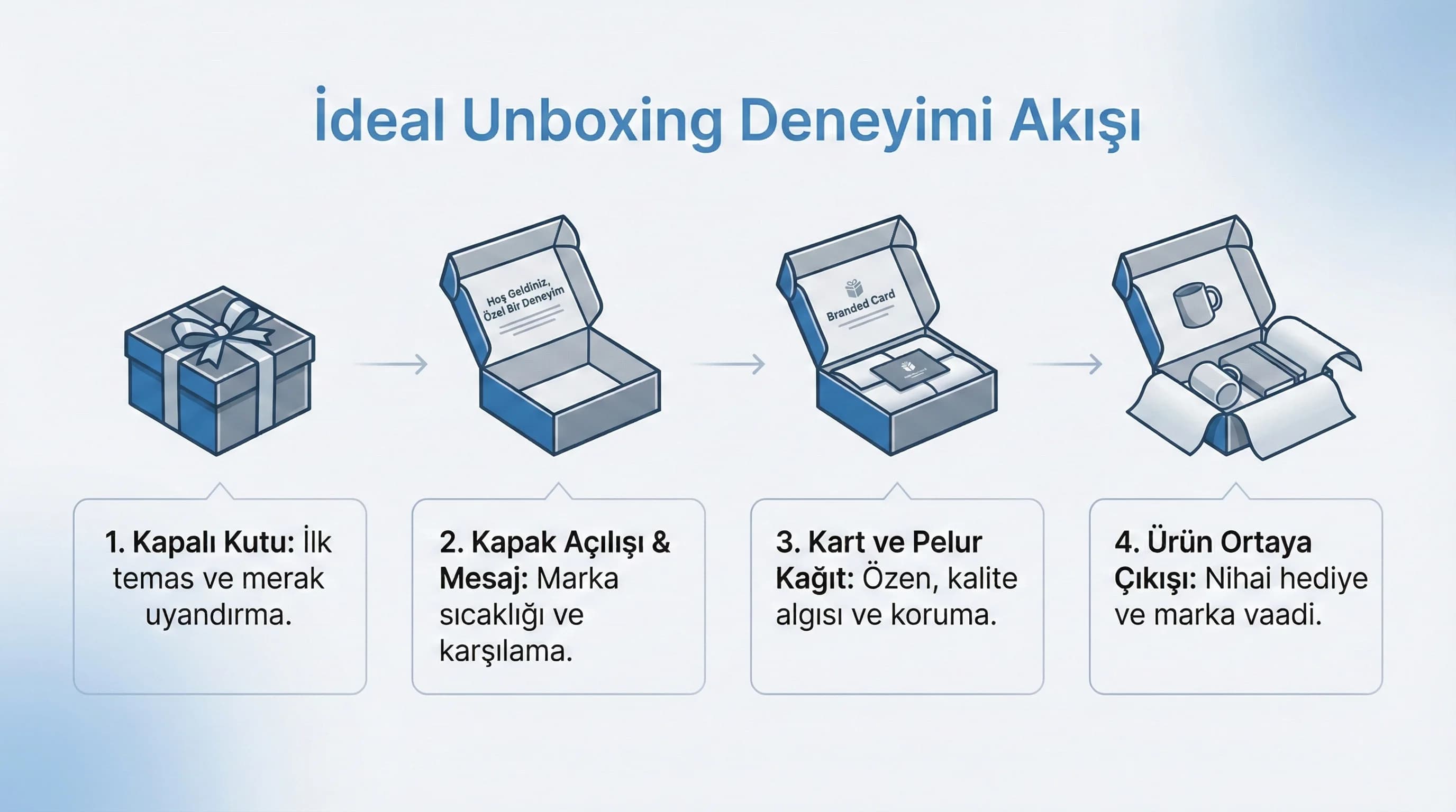 Unboxing sırası diyagramı, ilk üç öğe ve otel bağlamı