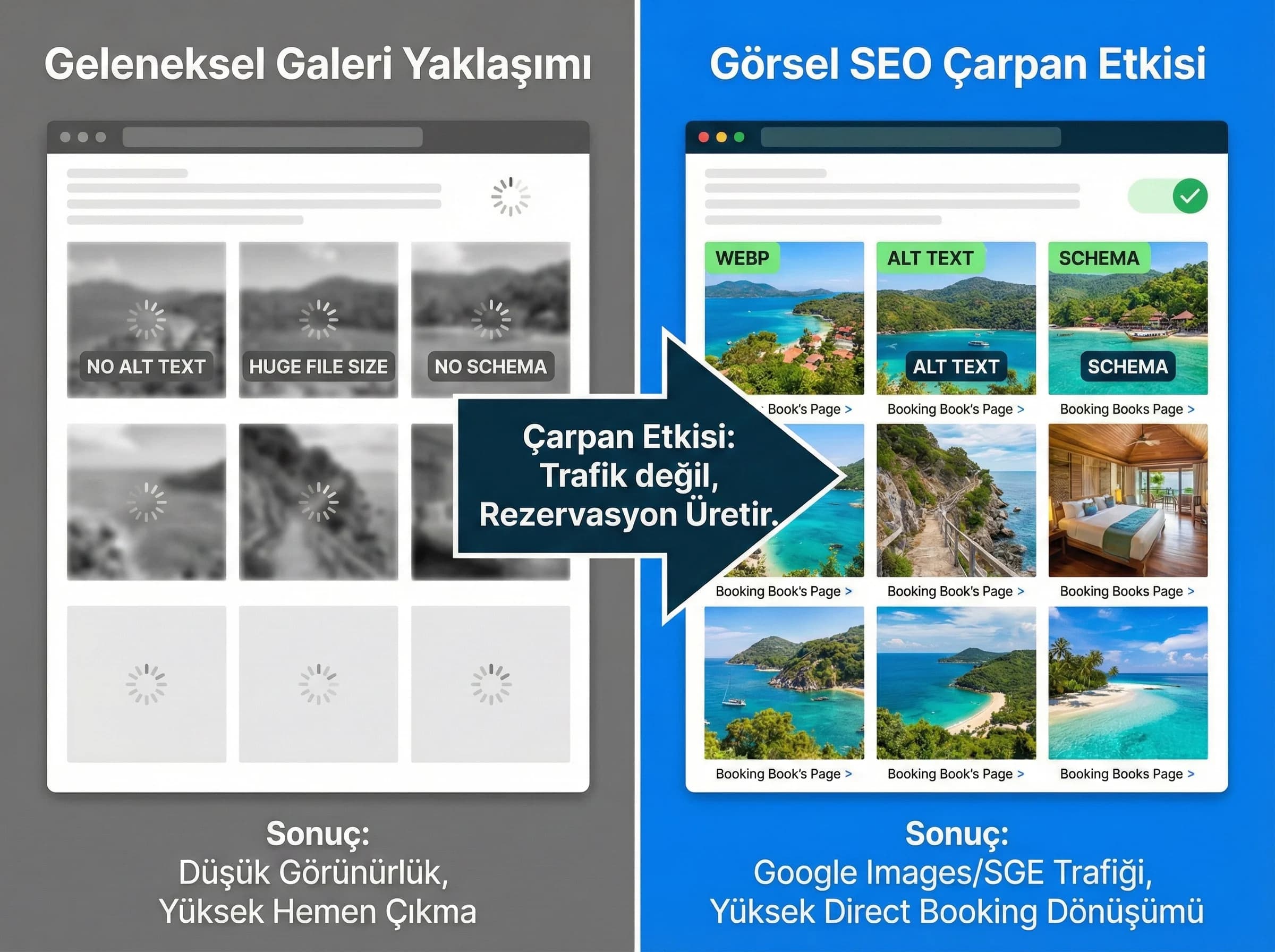 Görsel SEO çarpan etkisi + otel karar süreci + SEO/funnel bağlamı