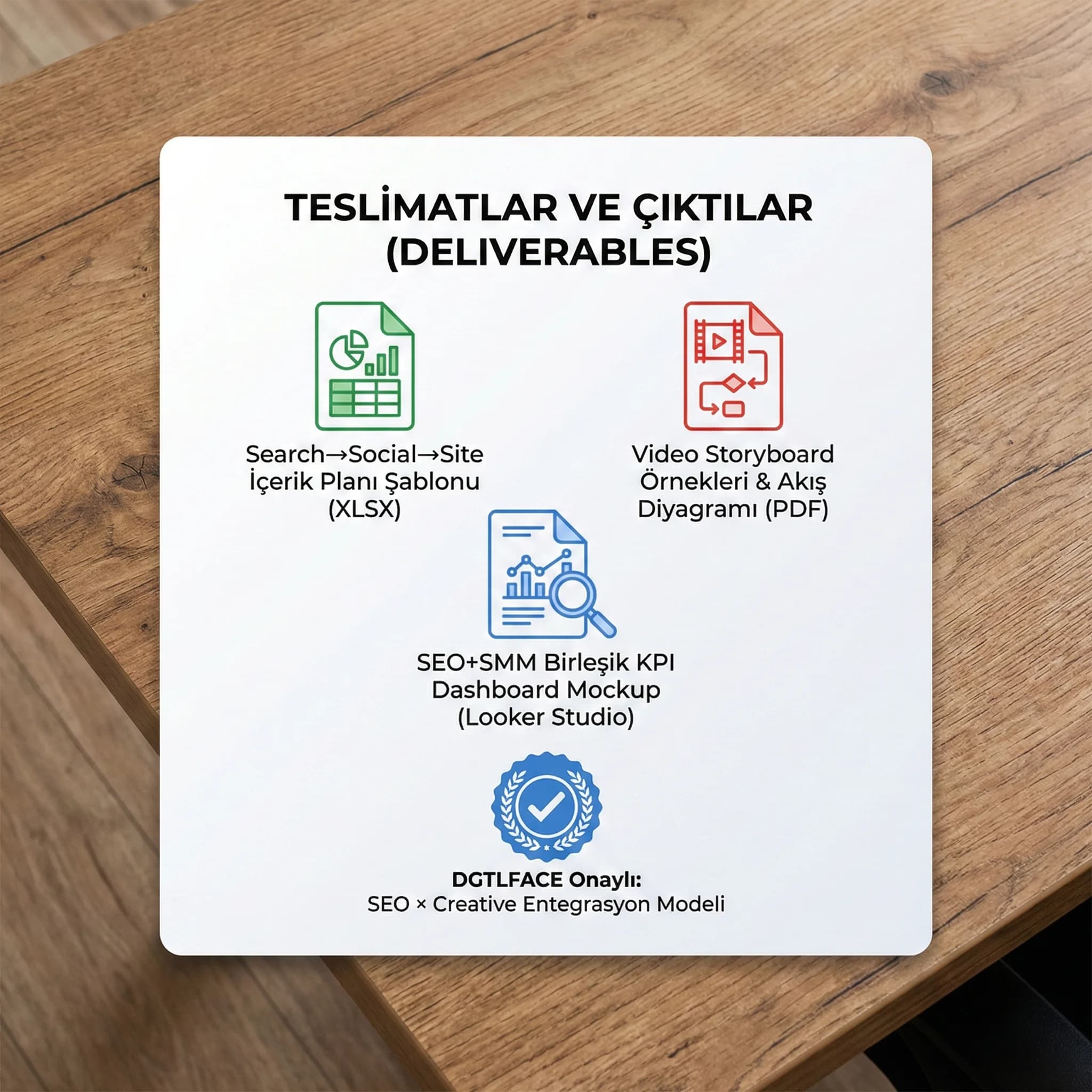 İçerik planı + dashboard mockup + deliverables