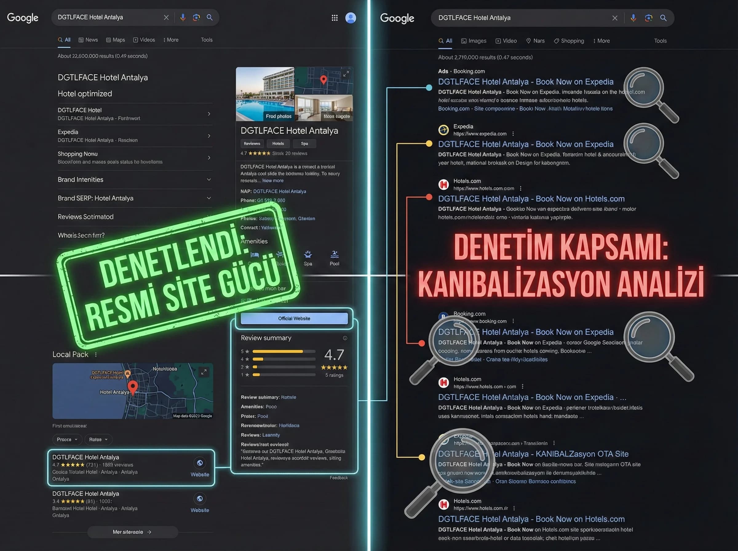 360° Otel SEO Audit Çemberi: Teknik→İçerik→Entity→Local→Data