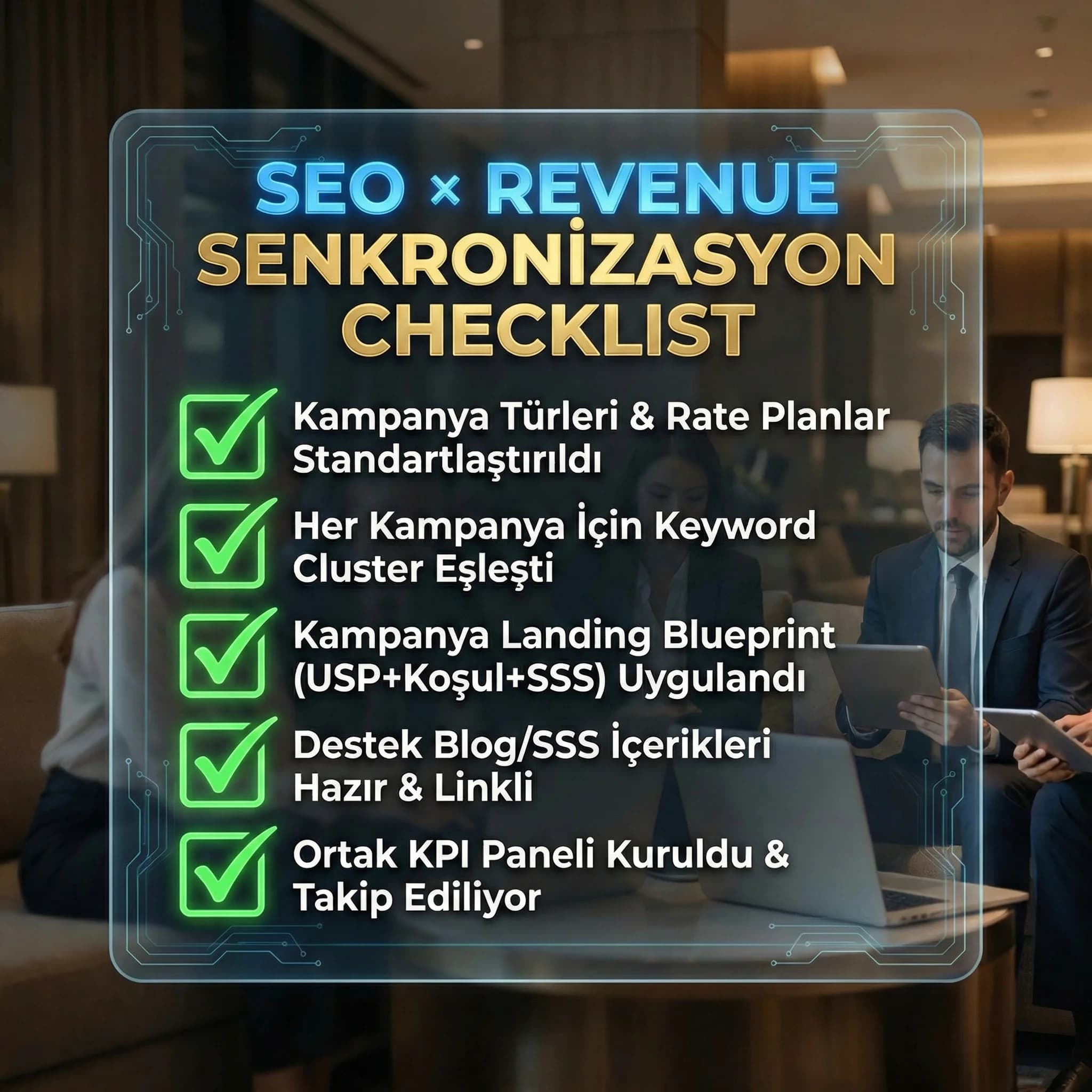 SEO+Revenue 5 adım checklist + landing standardı