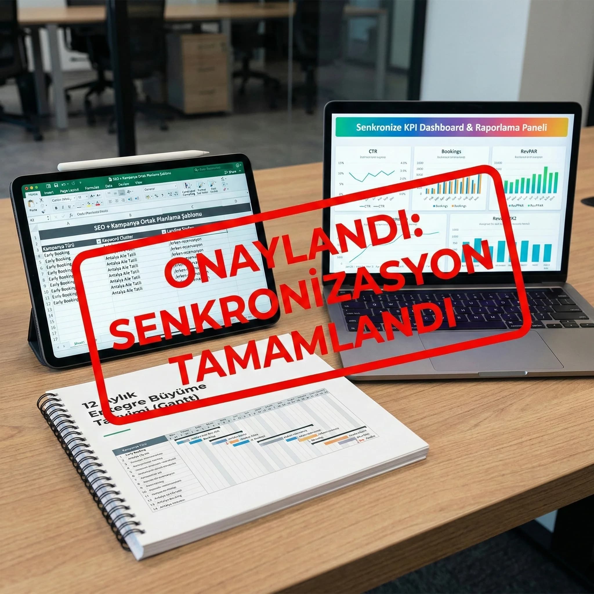 Ortak plan şablonu + 12 aylık takvim + deliverables