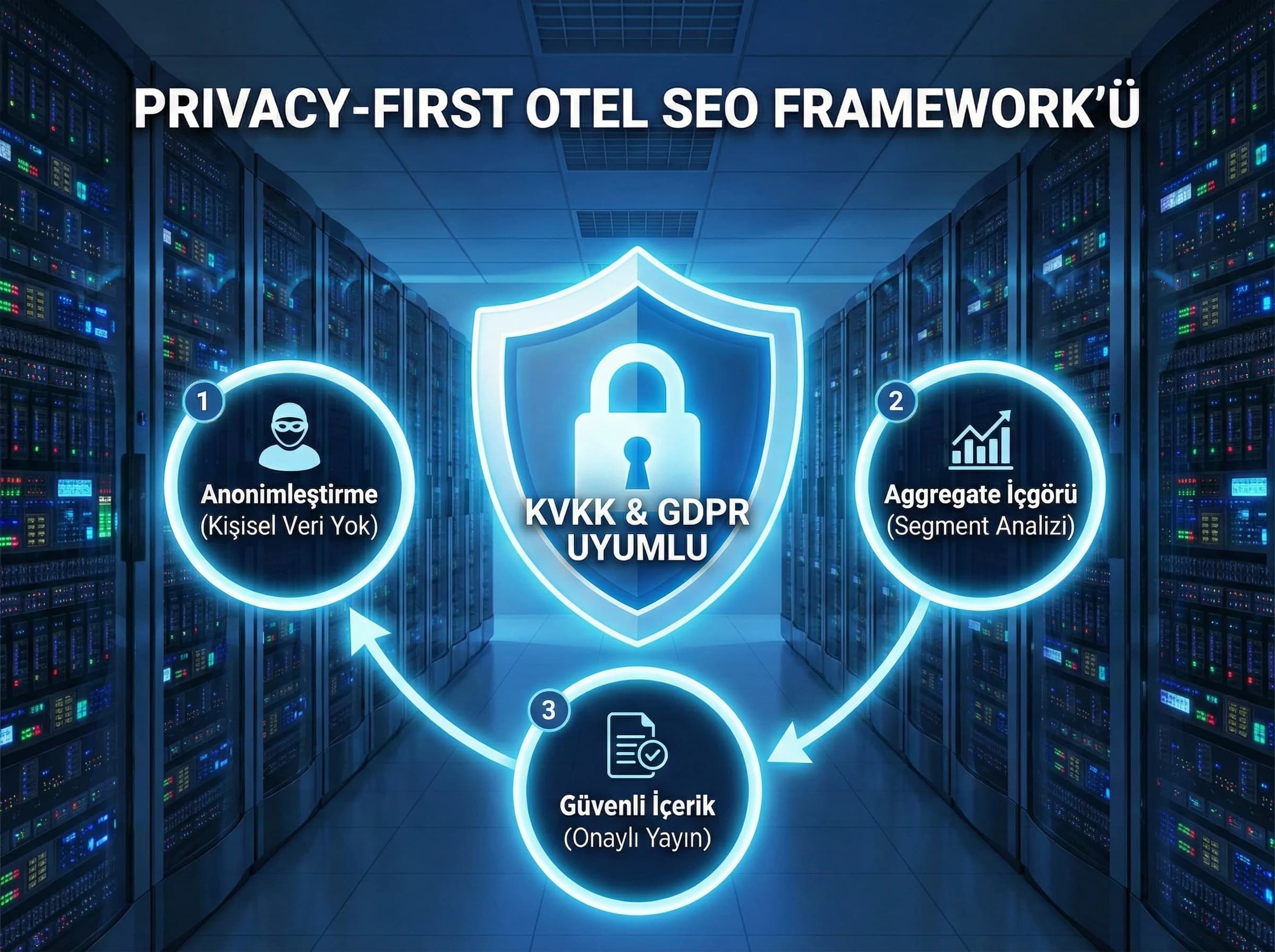 Privacy-first framework + KVKK uyumu + otel veri bağlamı