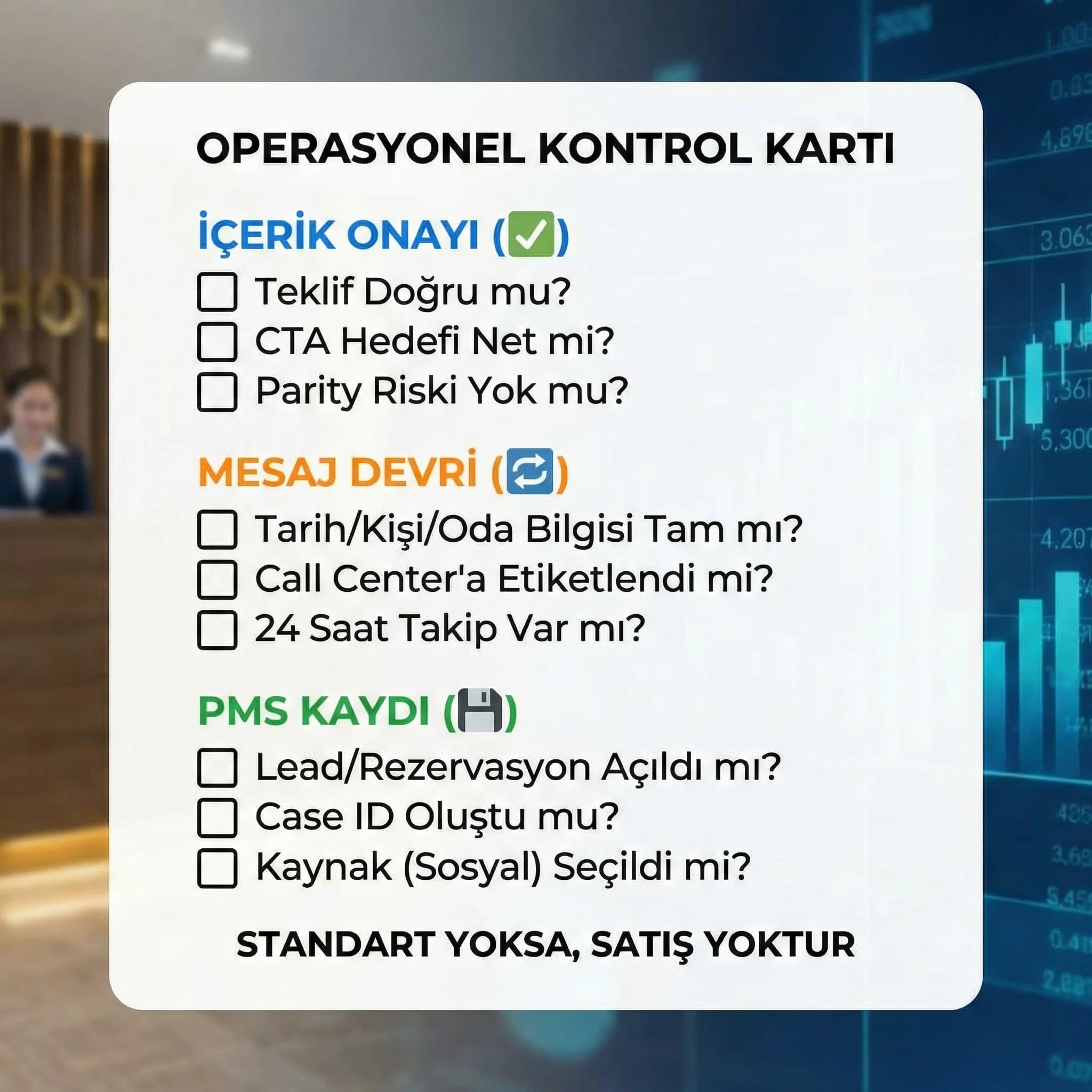 Onay, devir ve PMS kayıt kontrol kartı