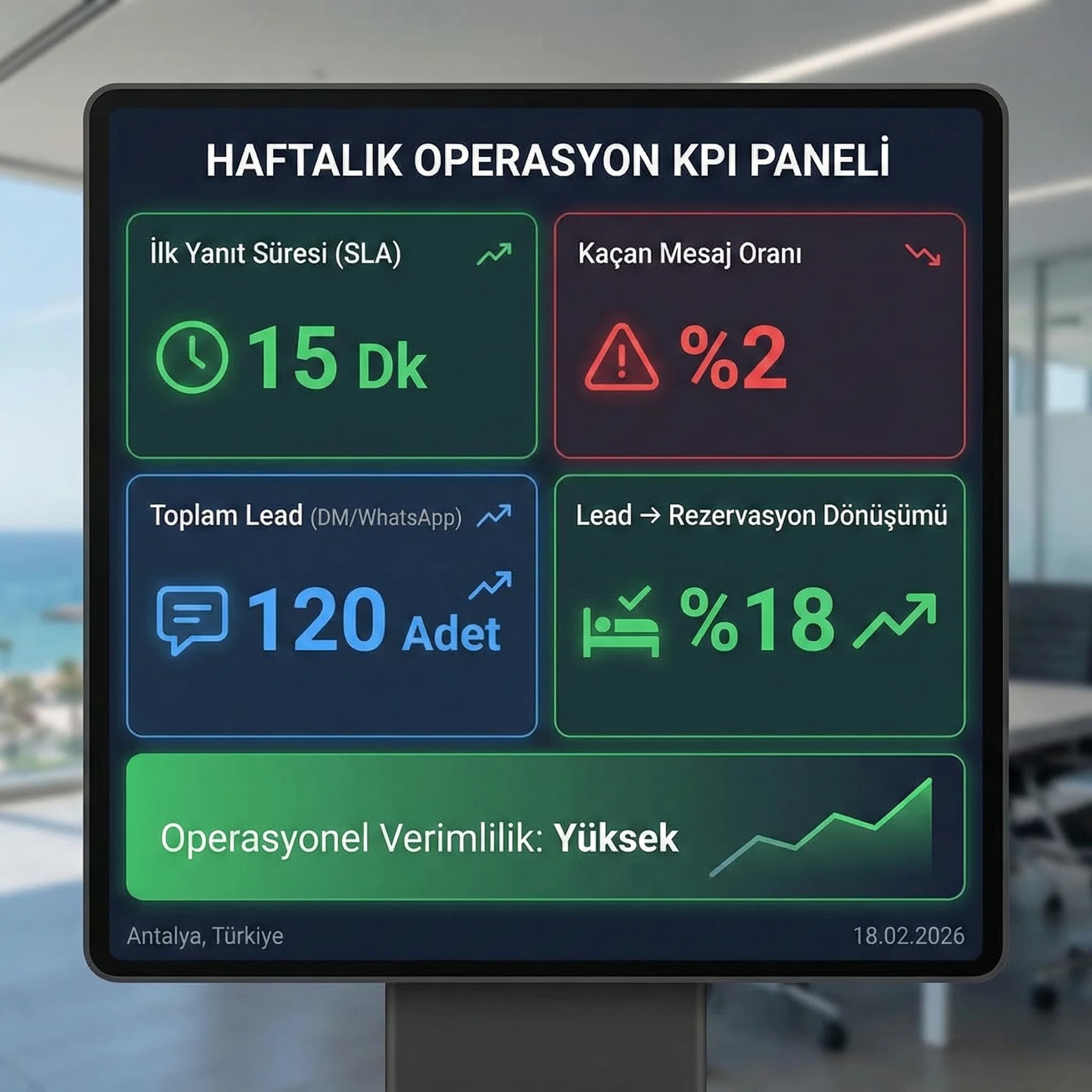 Haftalık operasyon KPI paneli kartı