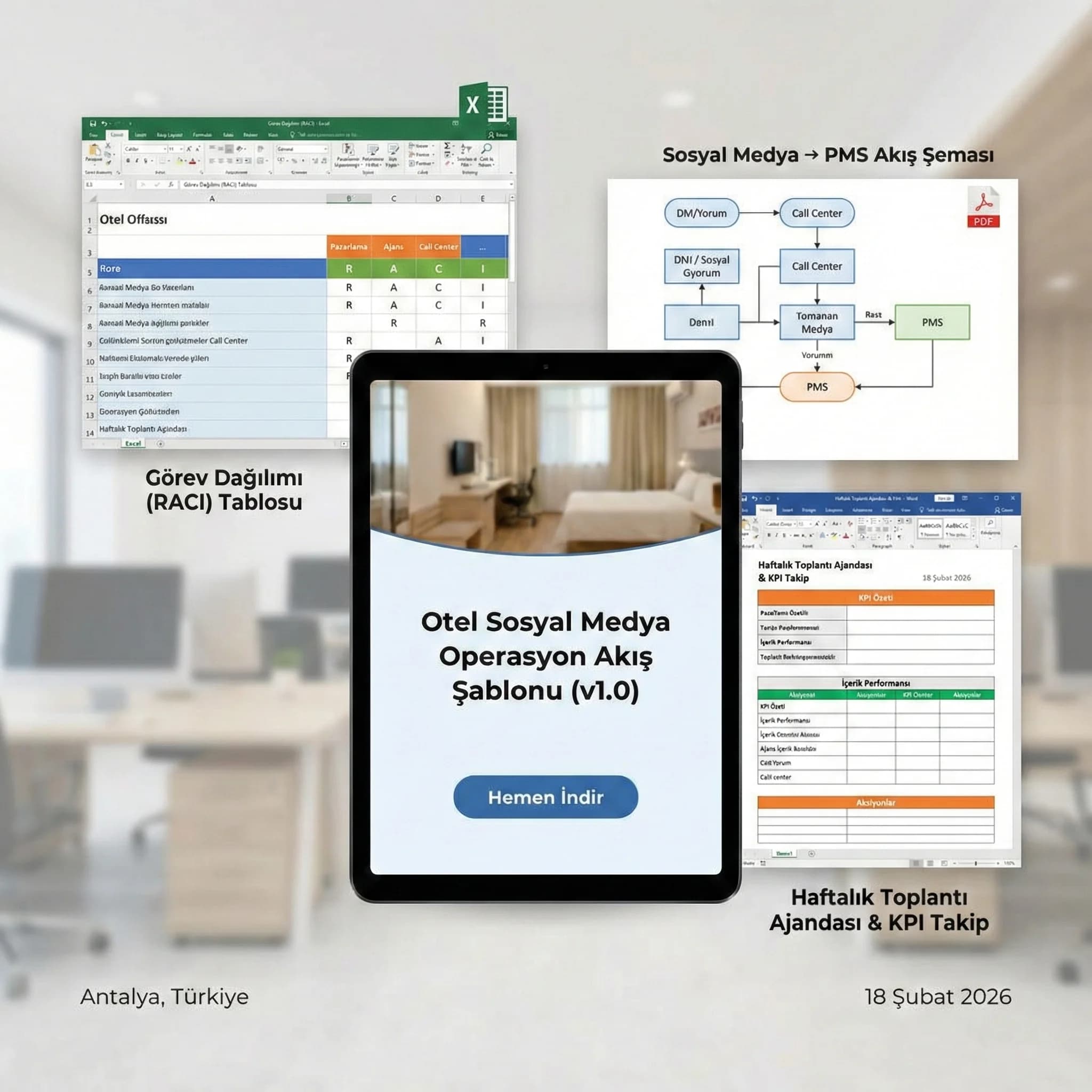 Workflow + görev tablosu + ajanda deliverable kartı
