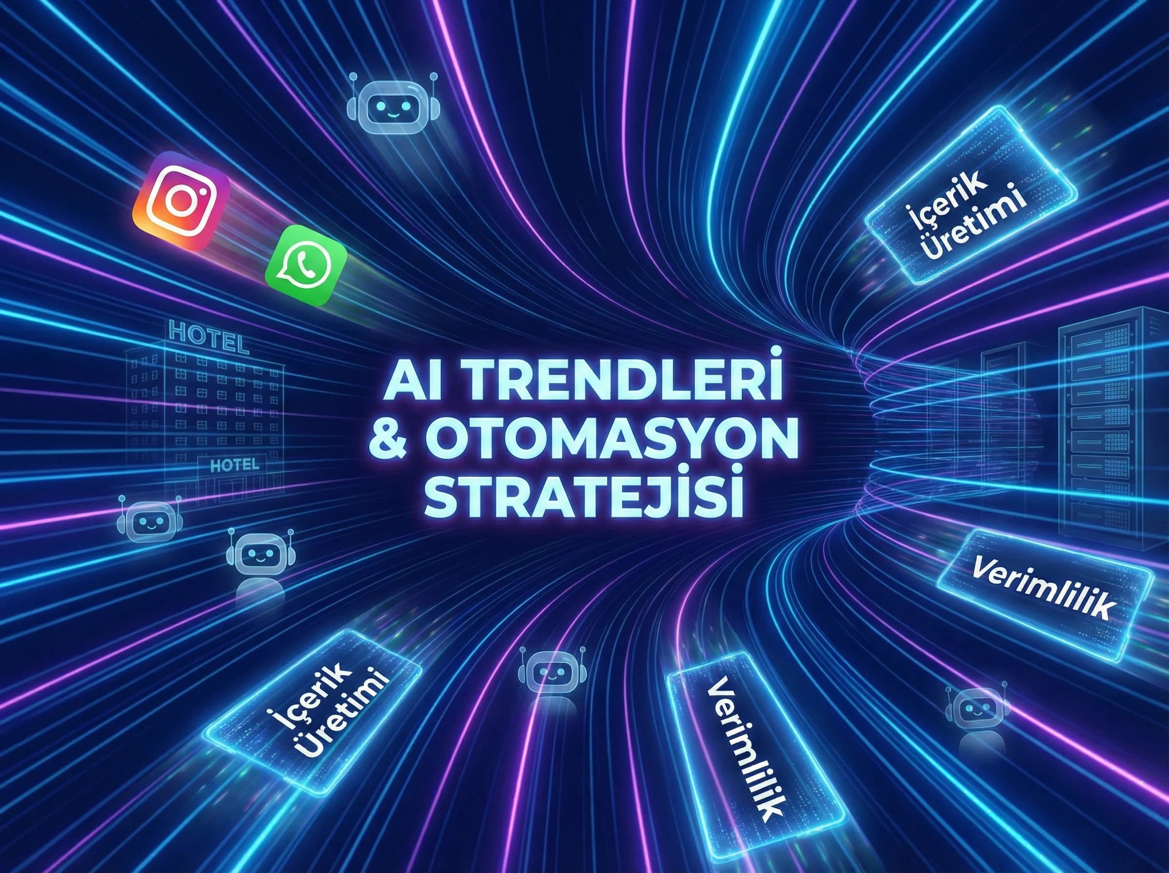 Otel sosyal medyada AI trendleri bölüm geçiş görseli