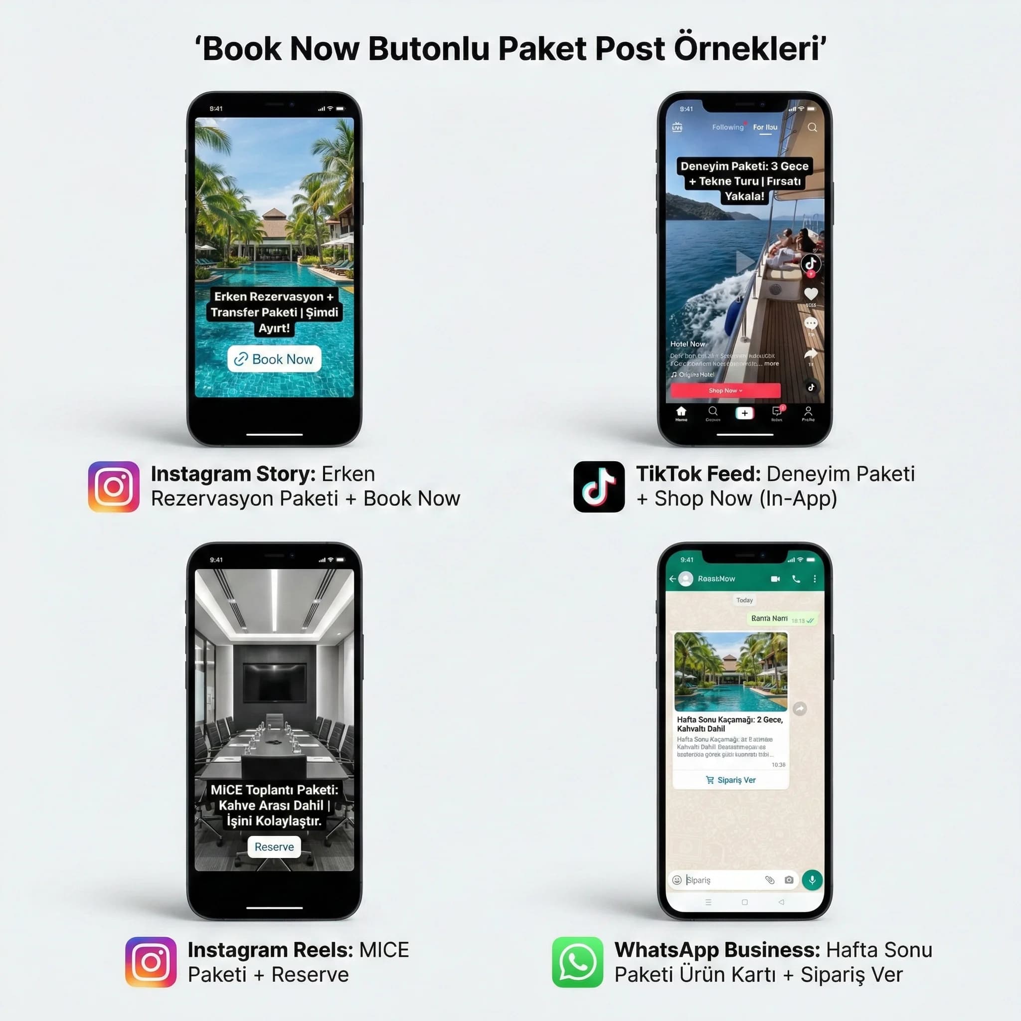 post→buton→mini landing→rezervasyon akışı