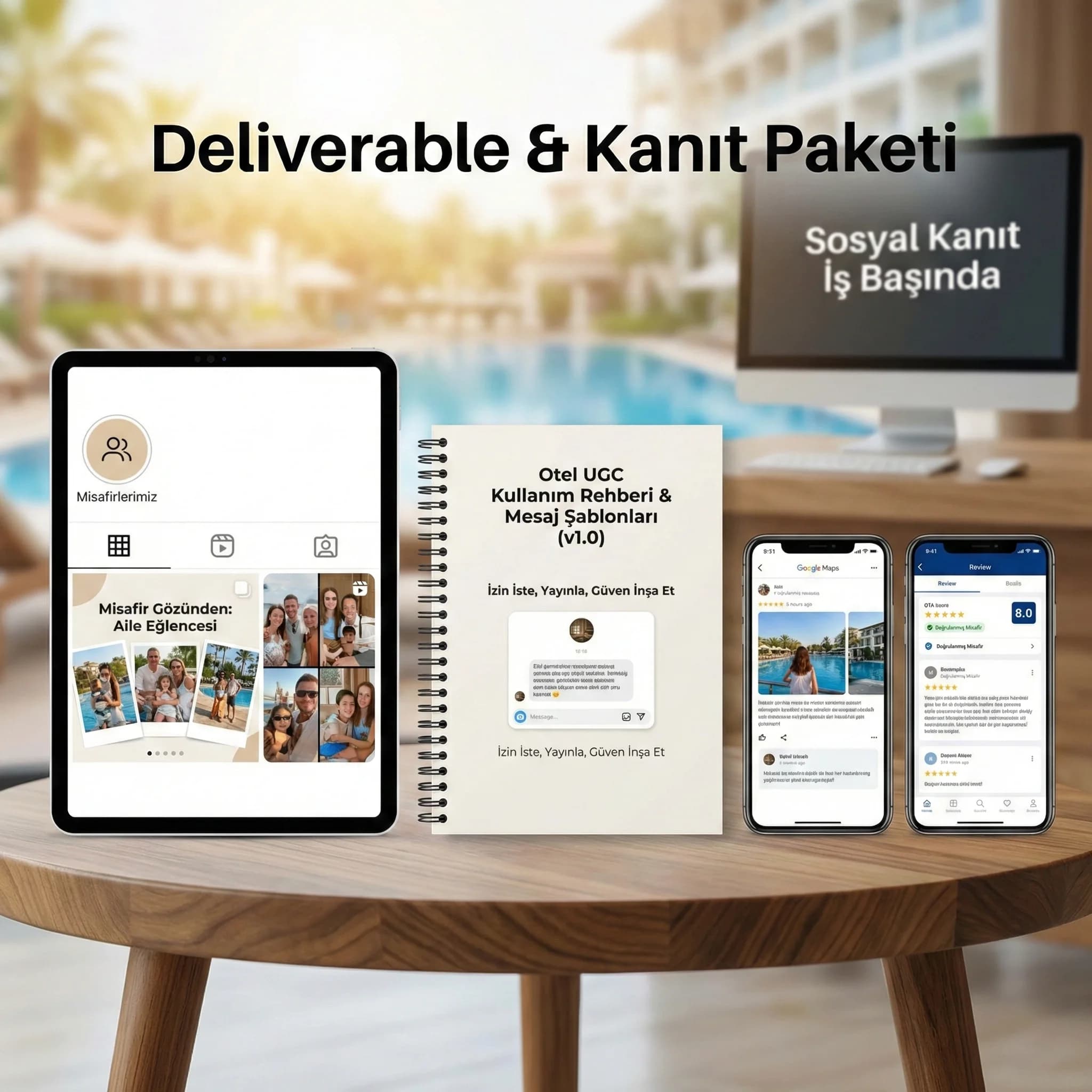 UGC mockup ve review ekranı örneklerini gösteren proof kartı