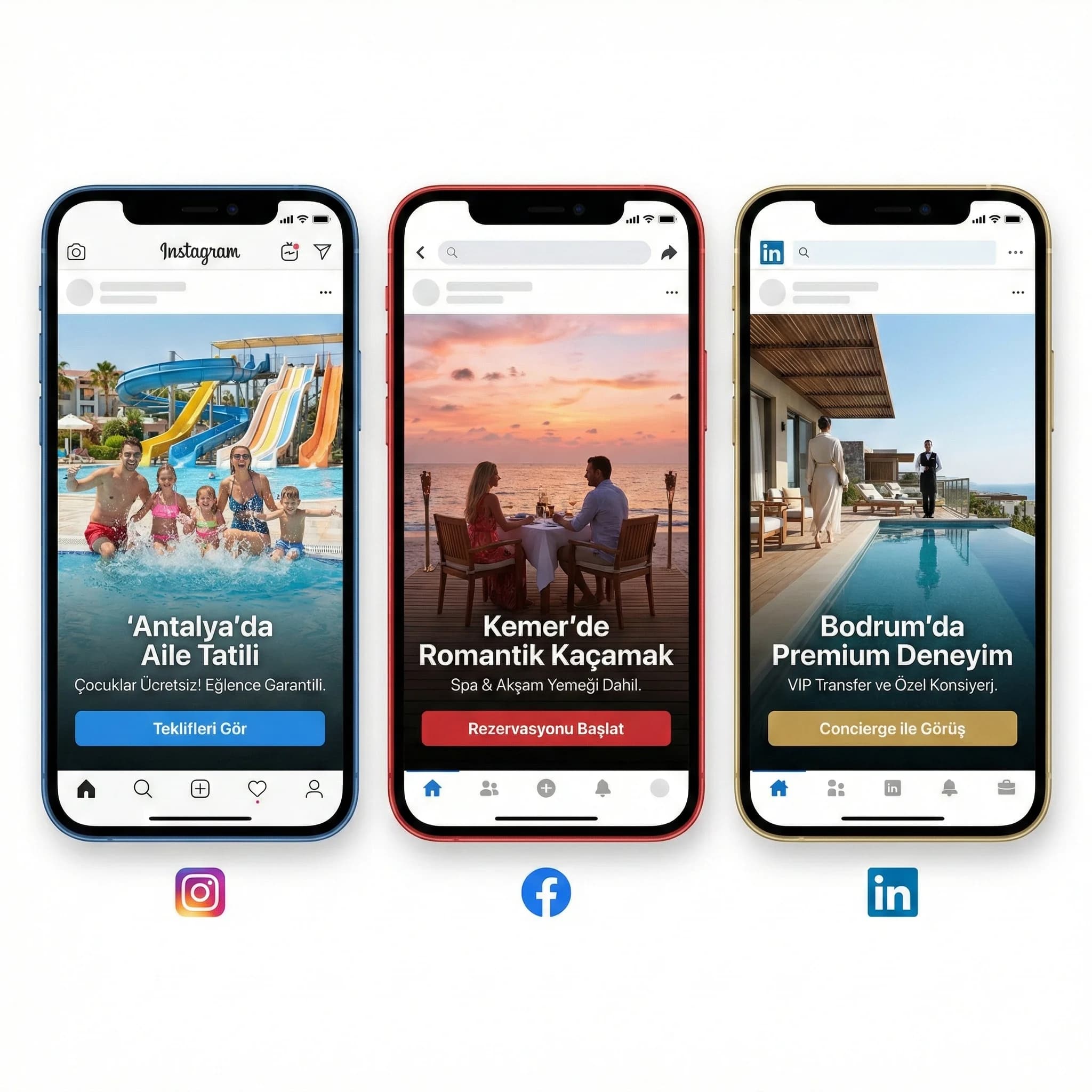 Üç segment için üç kampanya örneğini gösteren proof kartı