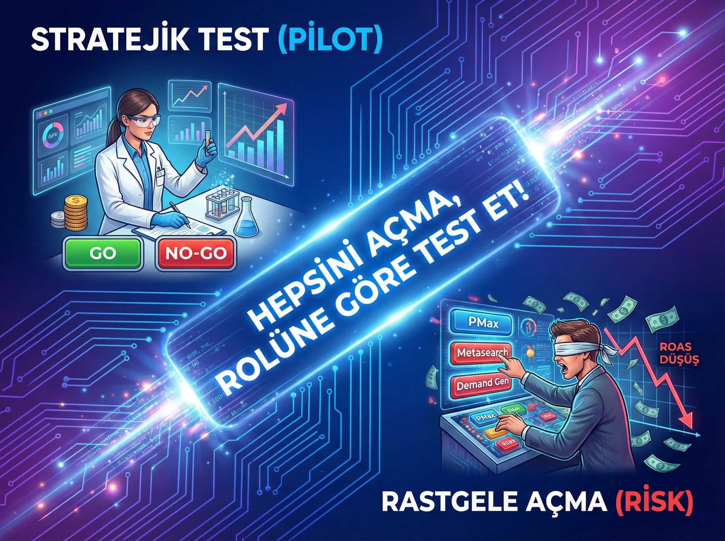 PMax ve yeni format test önceliğini stratejik çerçevede vurgulayan bölüm görseli