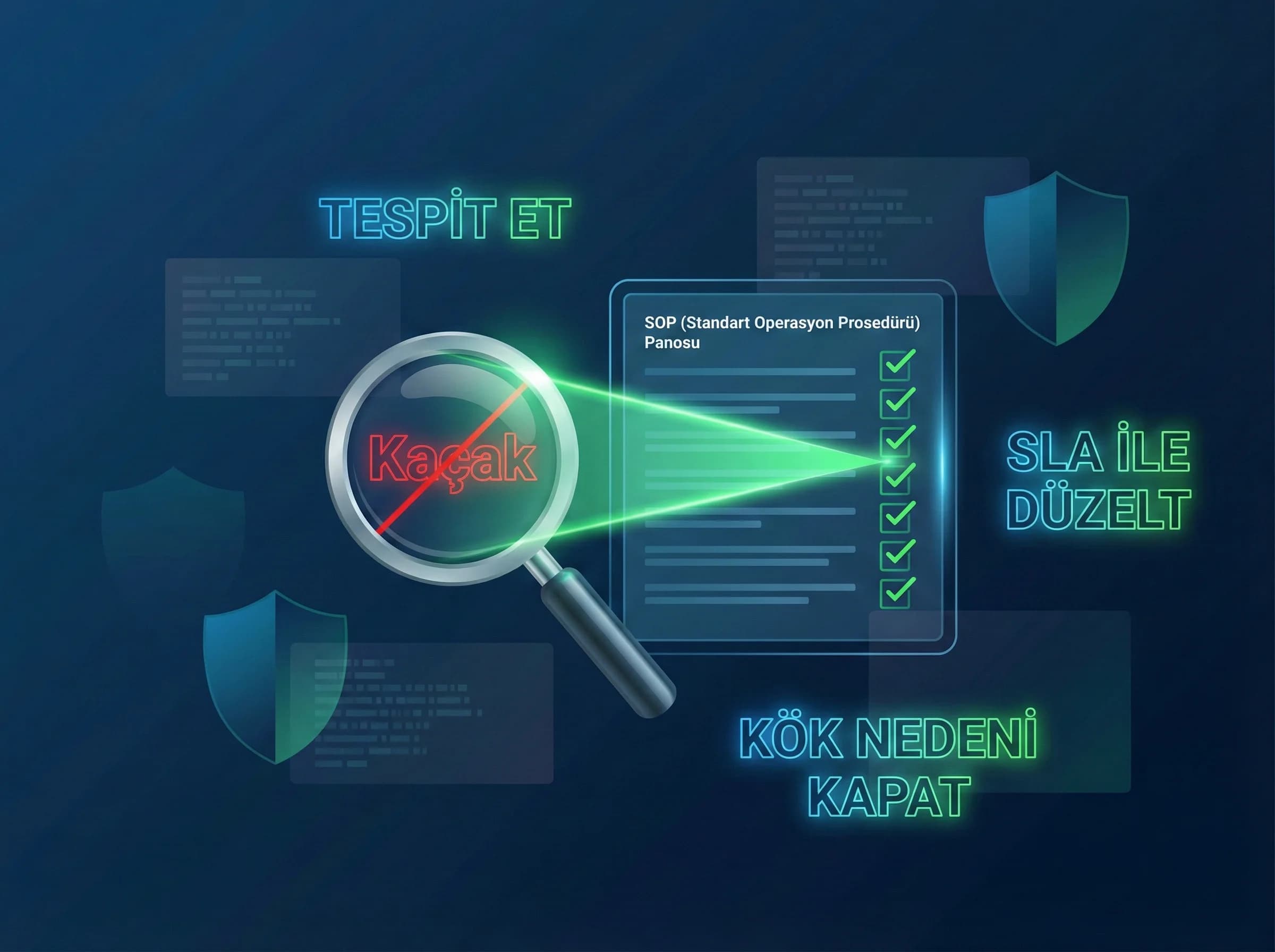 Kontrol ve aksiyon çerçevesi, amaç: SOP netliği, otel operasyon bağlamı