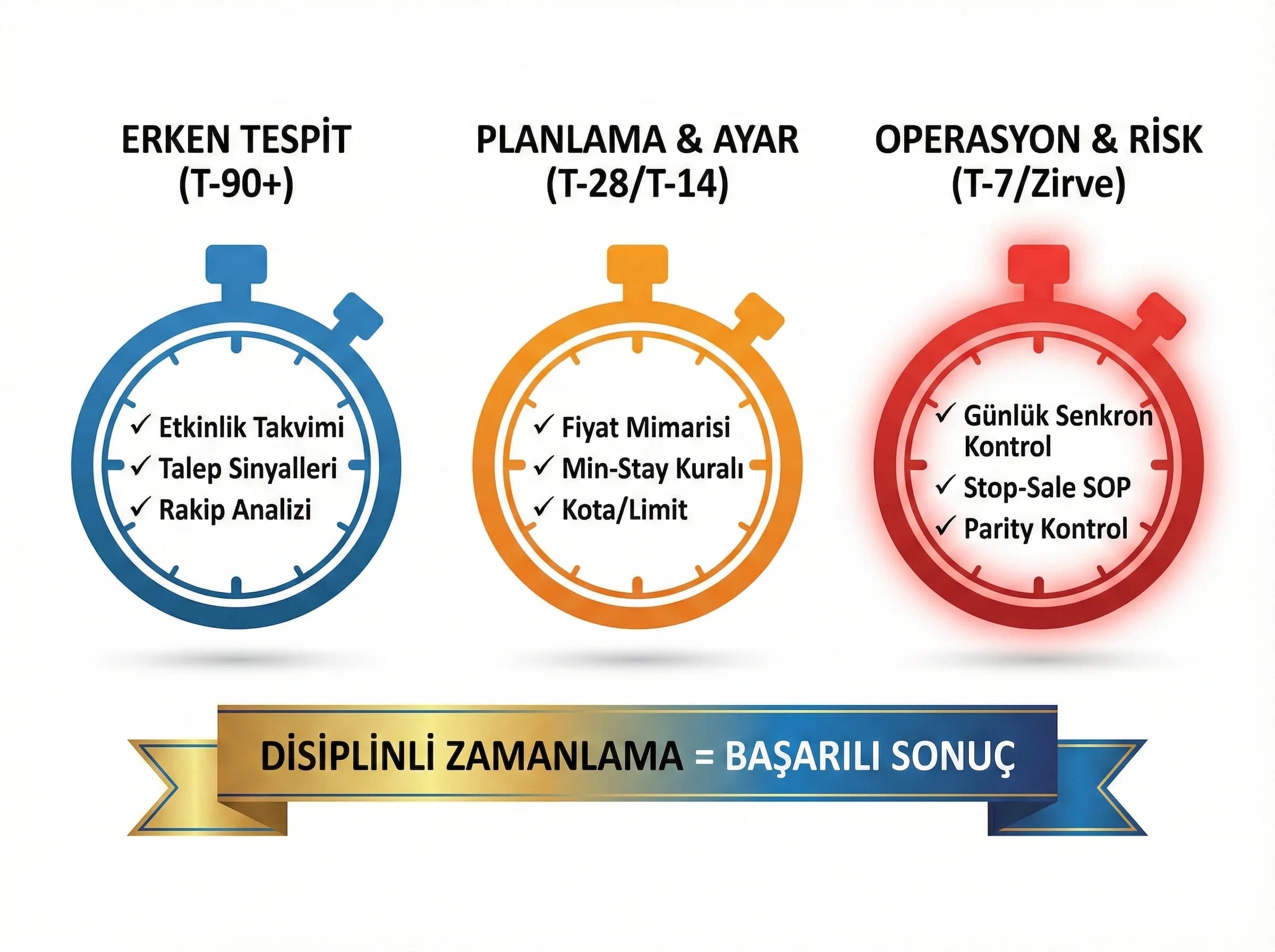 Zirve planı kontrol noktaları, amaç: zamanlama disiplini, otel revenue bağlamı