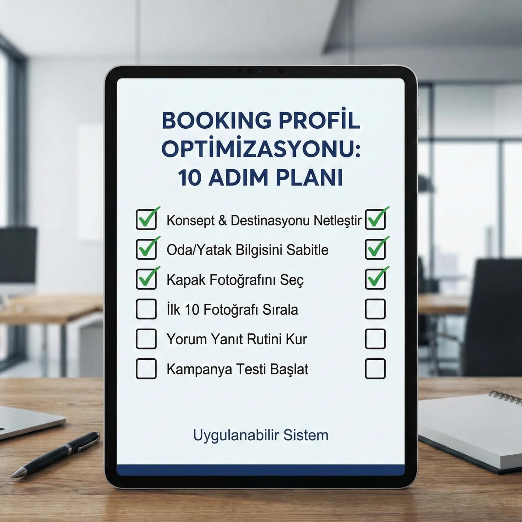 10 adım profil checklist’i, amaç: uygulanabilir plan, otel operasyon bağlamı