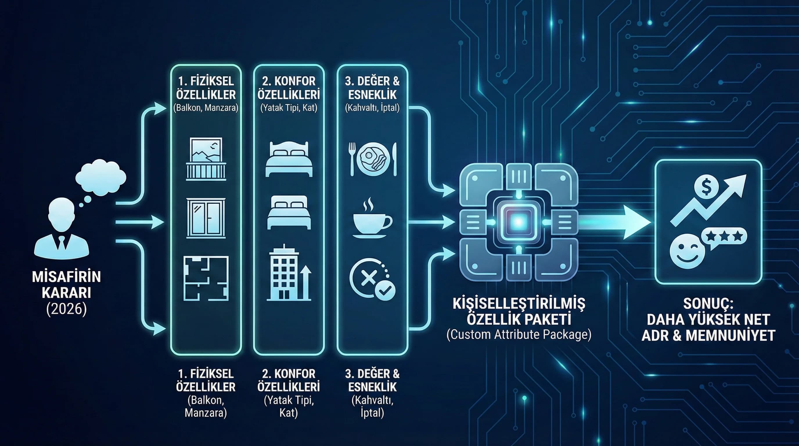 Oda tipi→özellik paketi geçişi, otel satış bağlamı