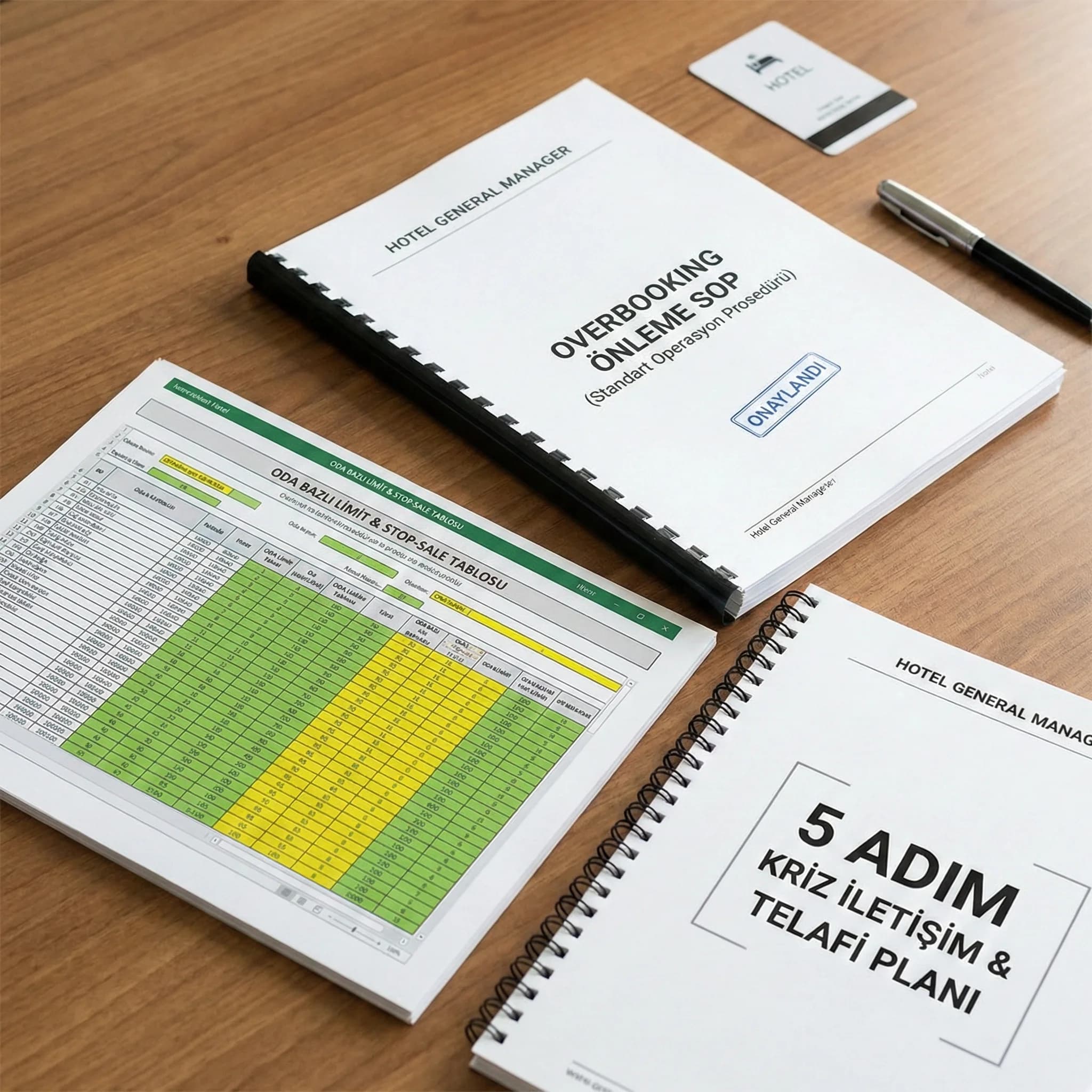 SOP + limit tablosu + kriz planı, amaç: somut çıktılar, otel yönetim bağlamı
