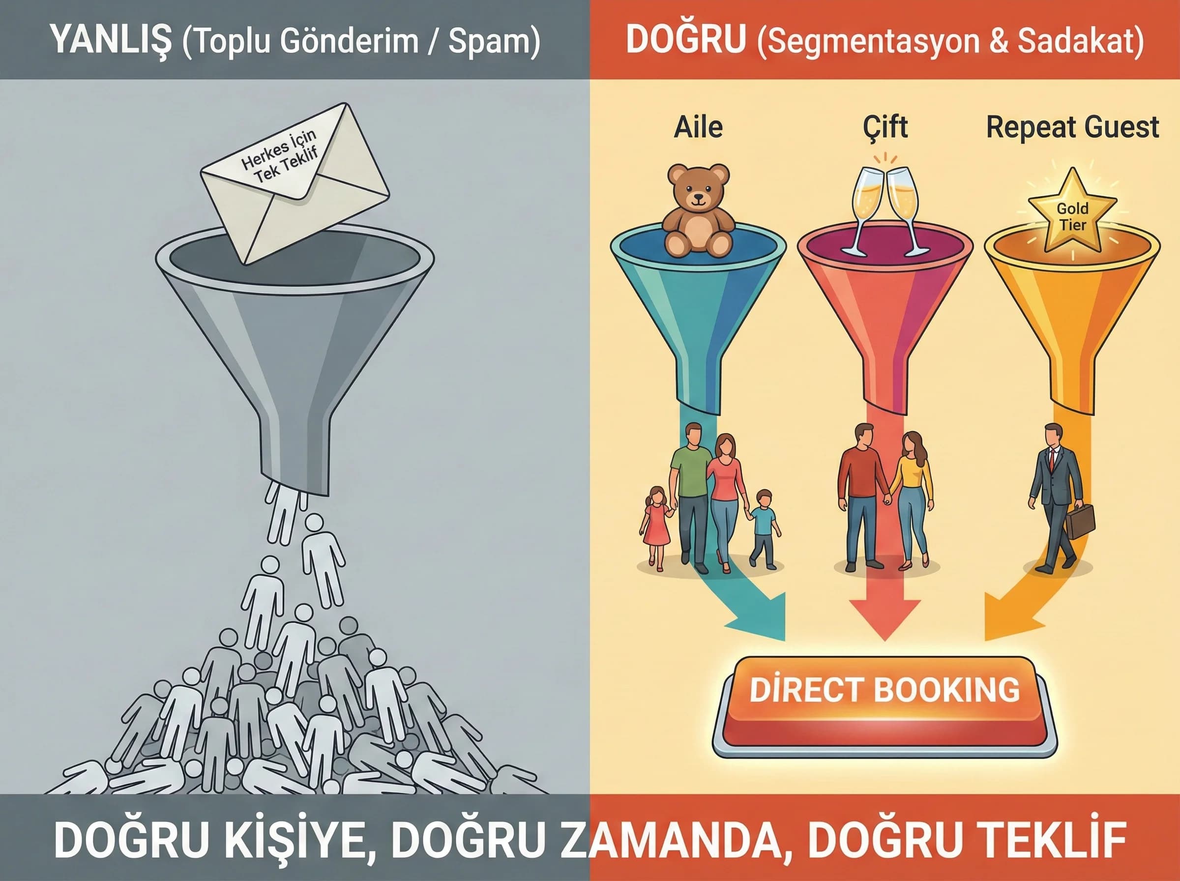Segmentasyon ve sadakat katmanını ayıran görsel, kampanya kurgusunu güçlendirir