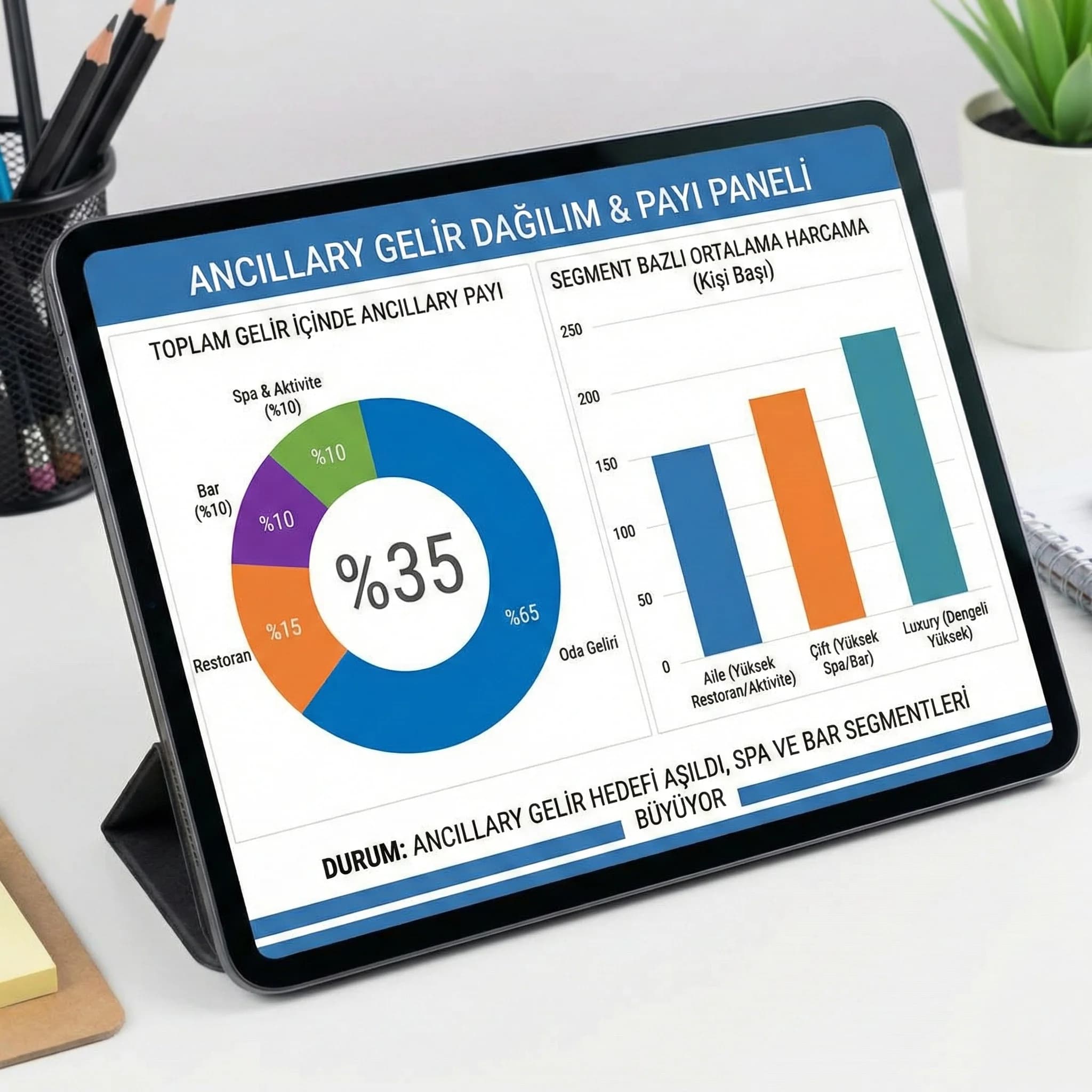 Oda dışı gelir dağılım grafiği, ancillary payı görselleştirir