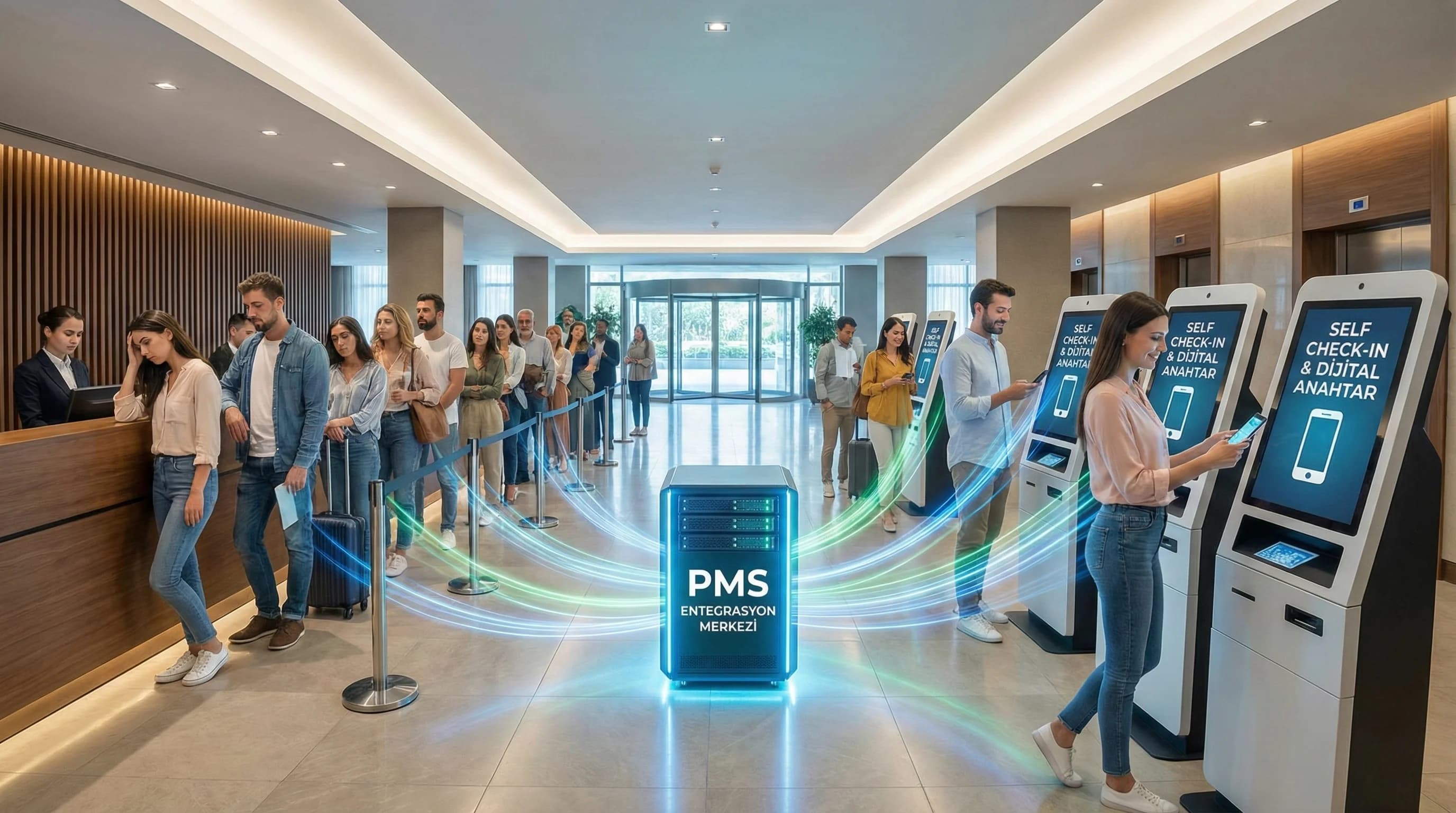PMS + Dijital Anahtar, Self Check-in ve Kiosk Entegrasyonu: Konaklama Deneyimini Otomatikleştirmek