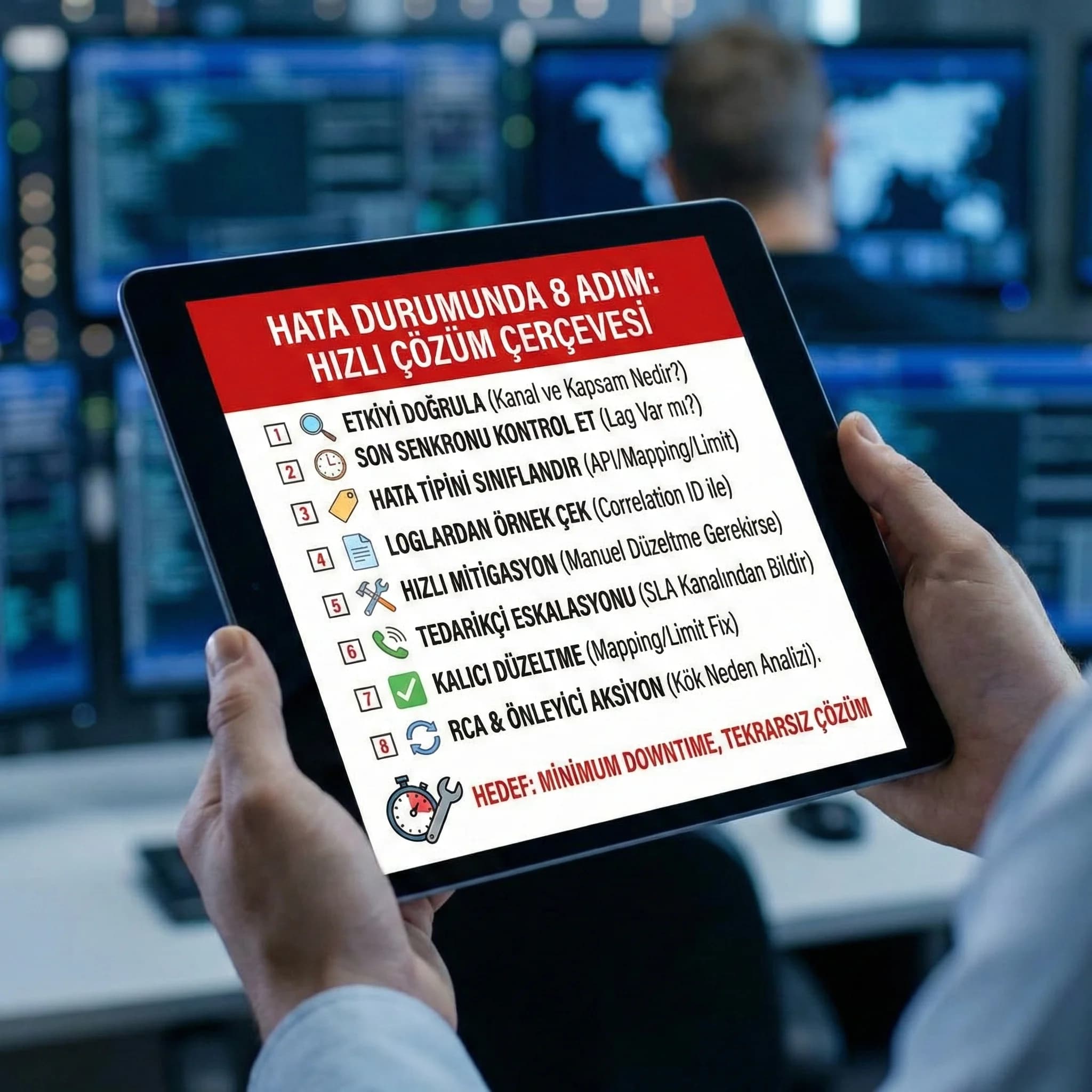 Hata durumunda 8 adım kartı, entegrasyon kesintisini hızlı çözer