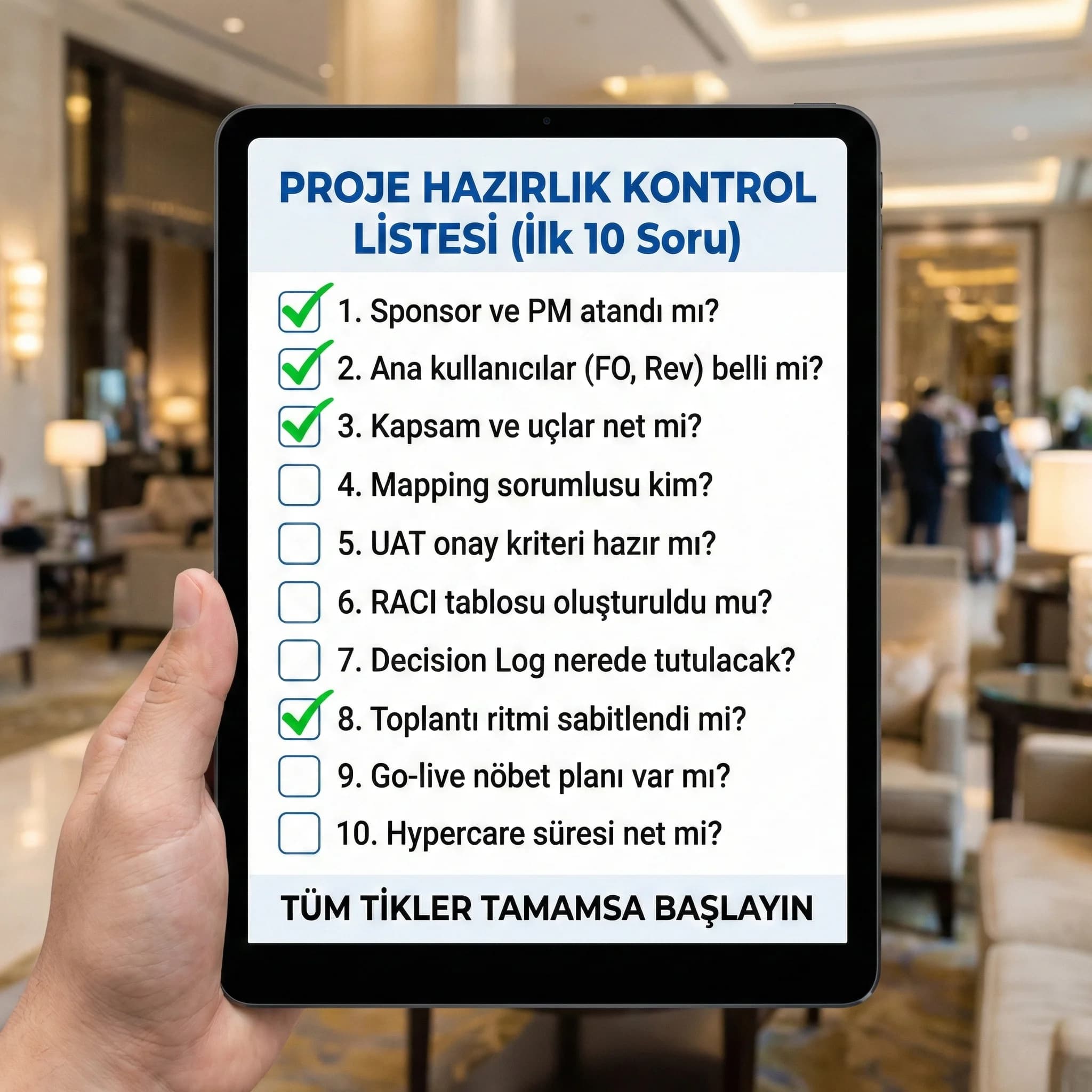 PMS entegrasyon projesi hazırlık kontrol listesi, rol ve kapsamı netleştirir