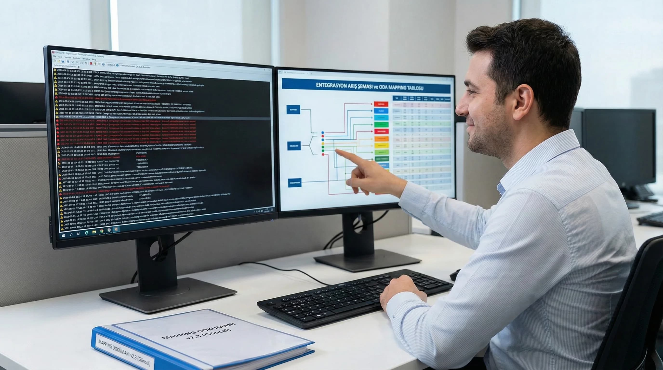 Akış ve mapping dokümanlarını gösteren görsel, entegrasyon hatalarını hızla buldurur