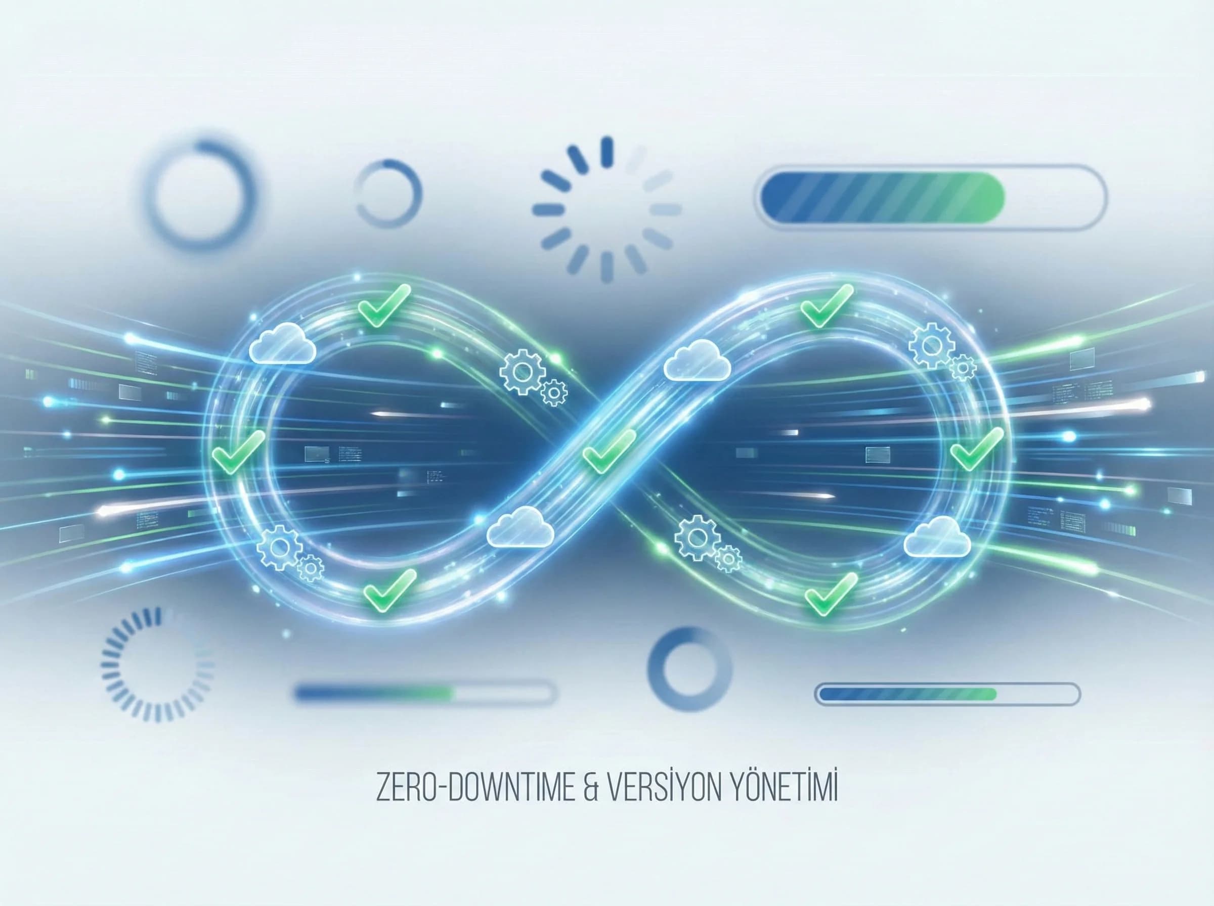 Zero-downtime ve versiyonlama ayırıcı görseli, güncelleme stratejisini netleştirir
