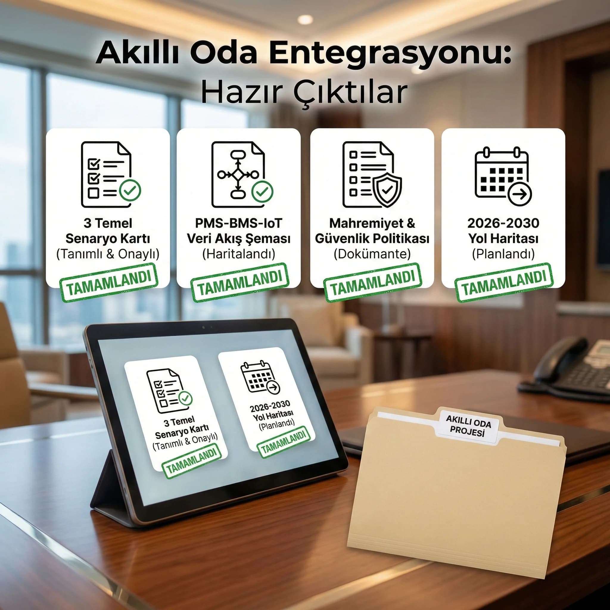 Akıllı oda yol haritası çıktıları + güven unsuru + otel bağlamı
