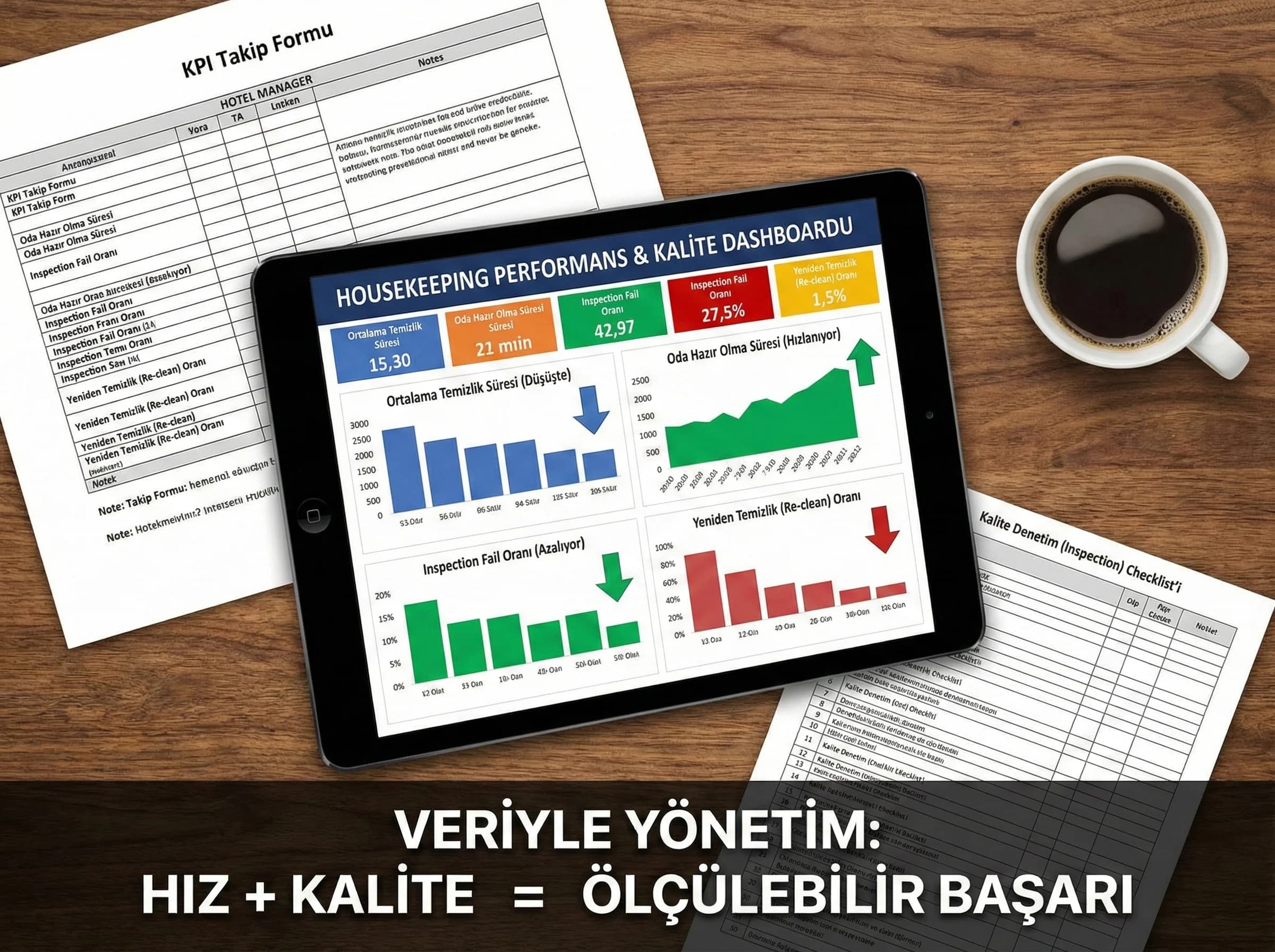 KPI ve kalite kontrol katmanını ayıran görsel, temizlik verimliliğini artırır