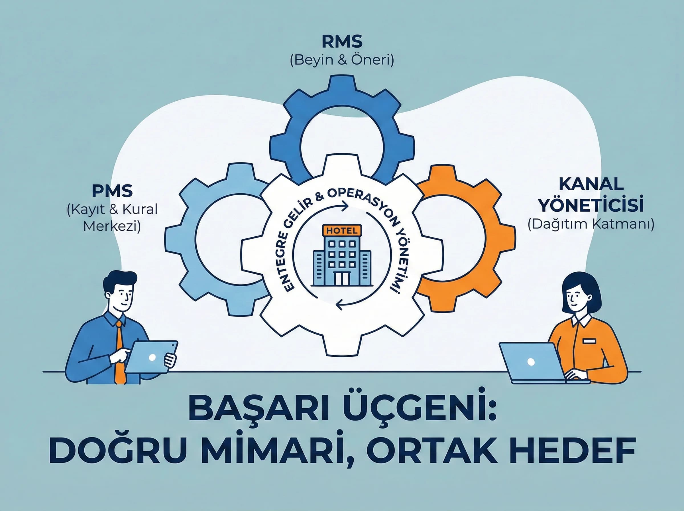 Entegrasyon mimarisini ayıran görsel, revenue ve operasyonu aynı çerçevede buluşturur