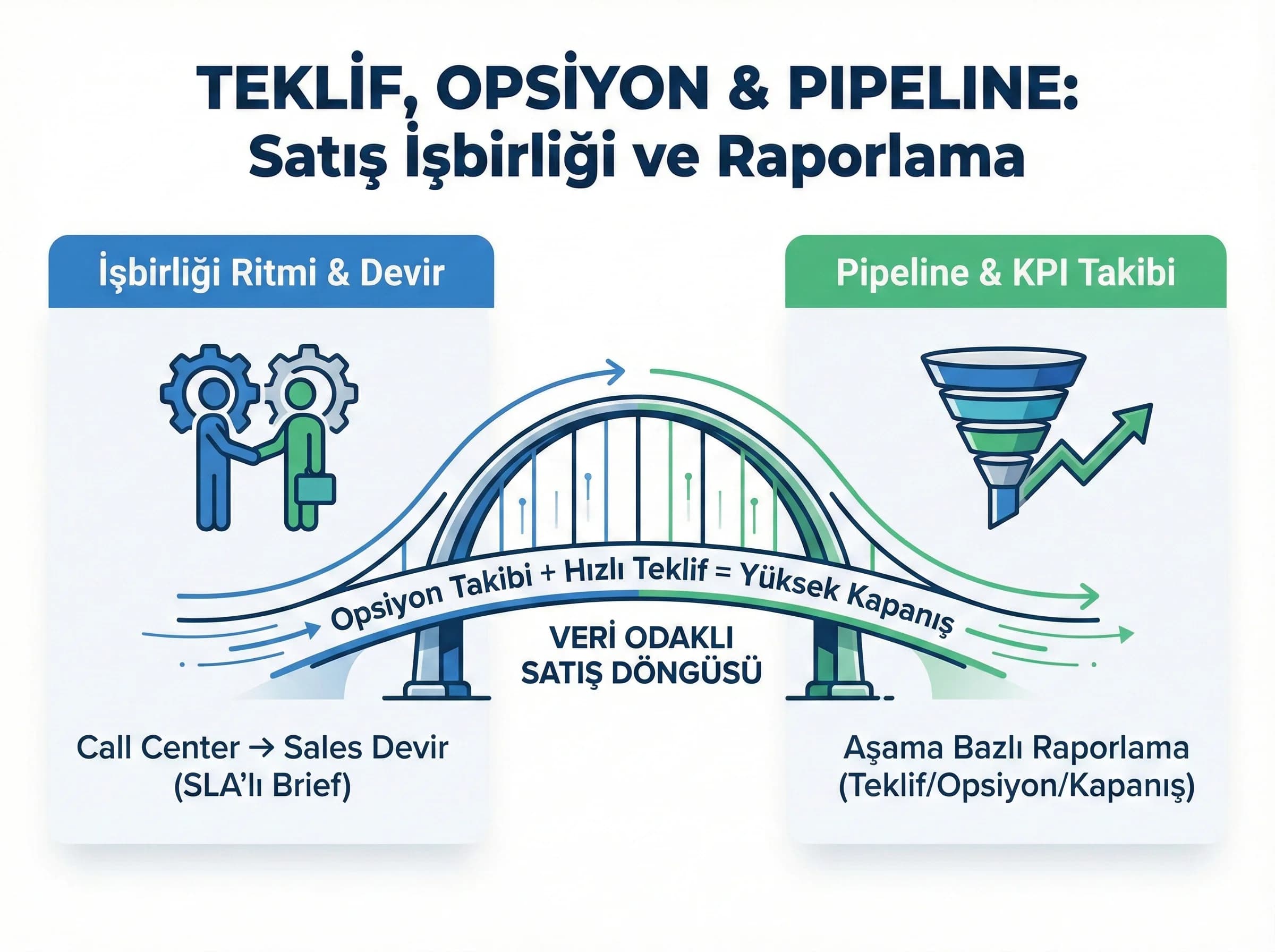 Teklif opsiyon onay akışı ve satış işbirliği, MICE pipeline yönetimi
