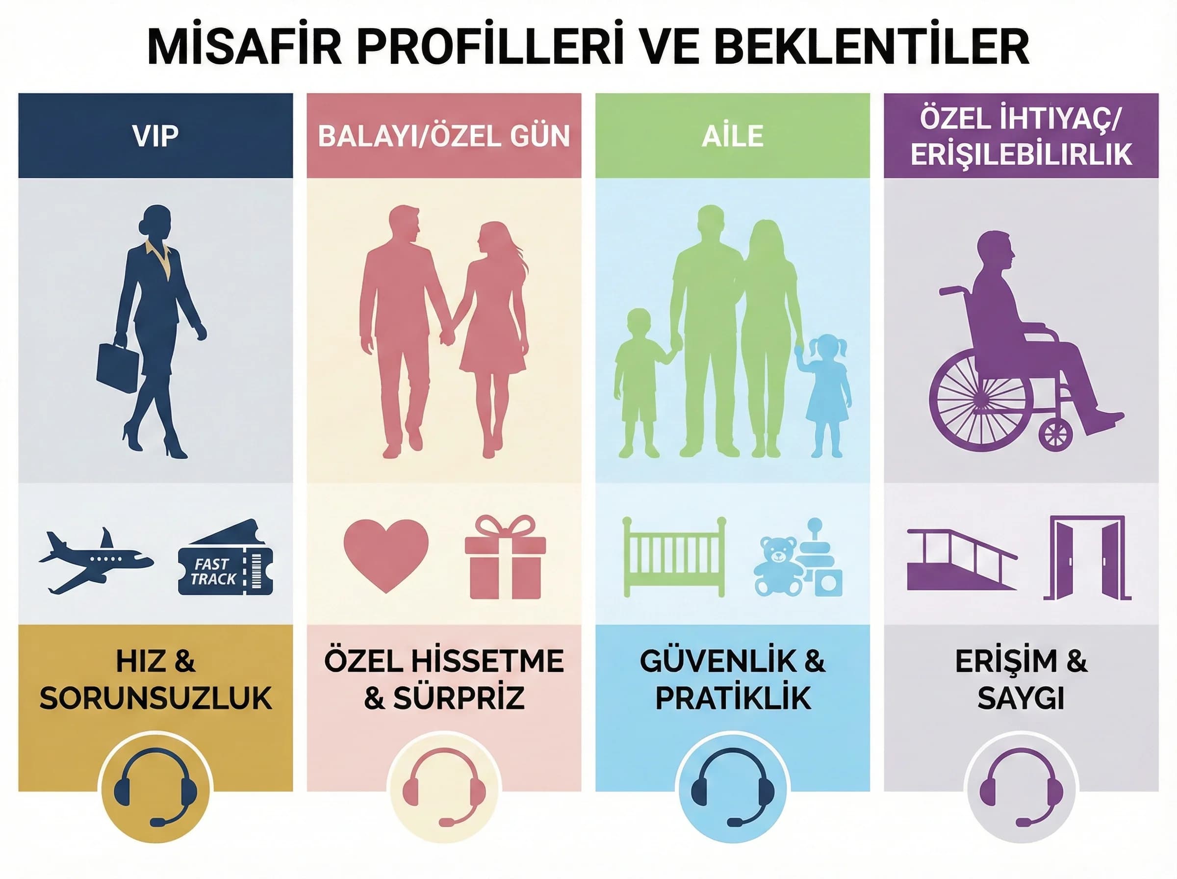 VIP balayı aile özel ihtiyaç profilleri, çağrı merkezi senaryoları