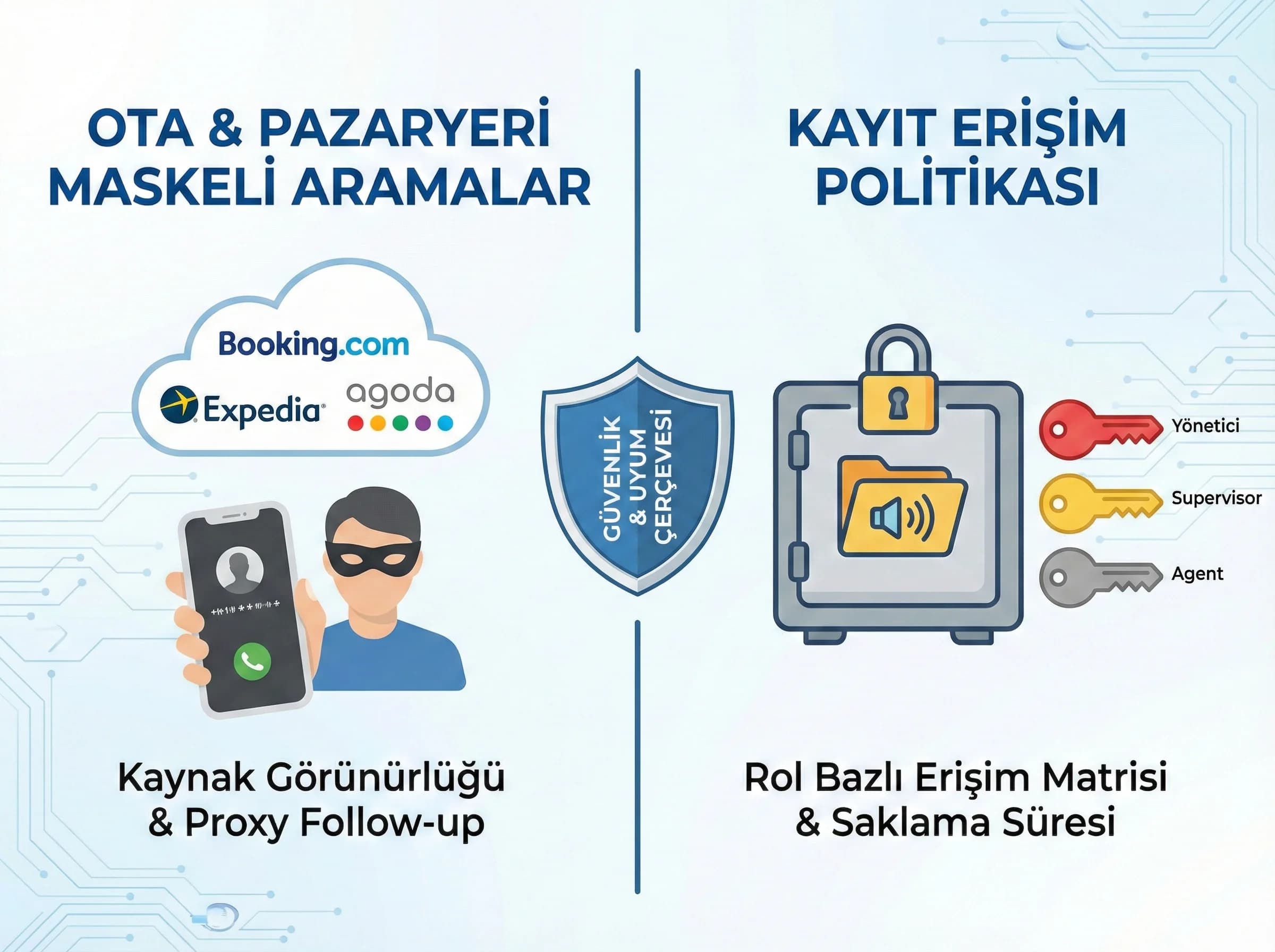 OTA maskeli aramalar ve kayıt erişim politikası ayırıcı görsel
