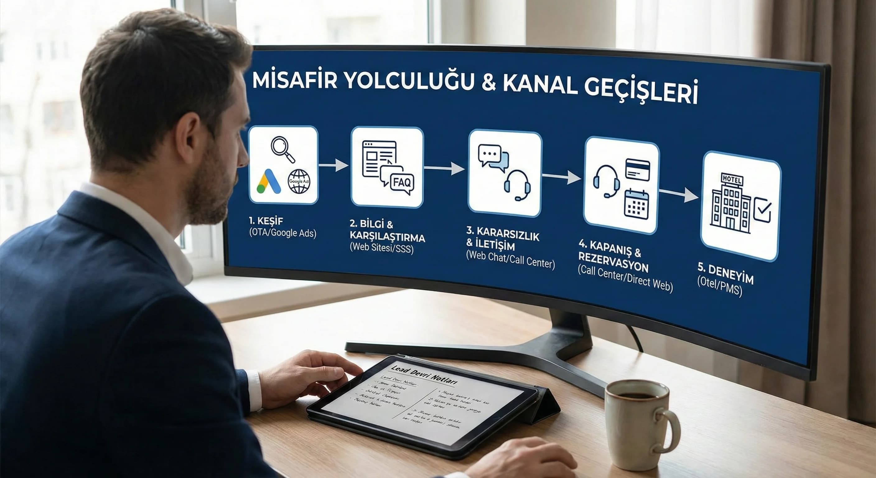 Web OTA ve telefon akışı, misafir yolculuğunda kanal geçişleri