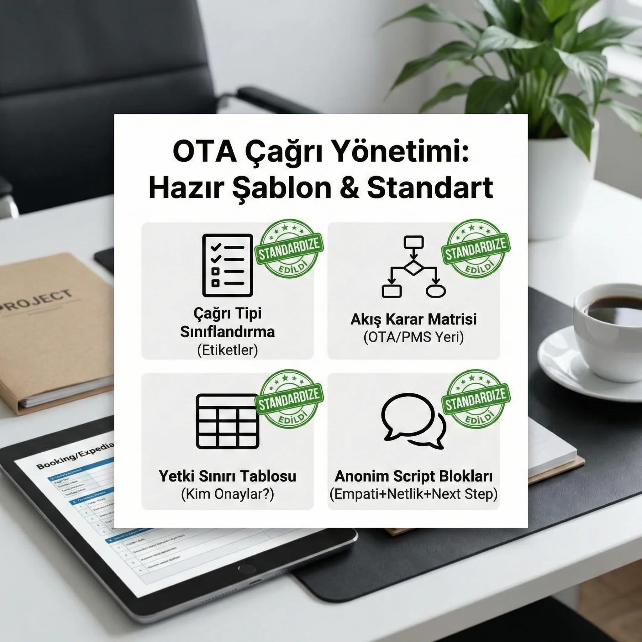 4 sık OTA senaryosu 4 çözüm kartı, call center hızlı müdahale seti