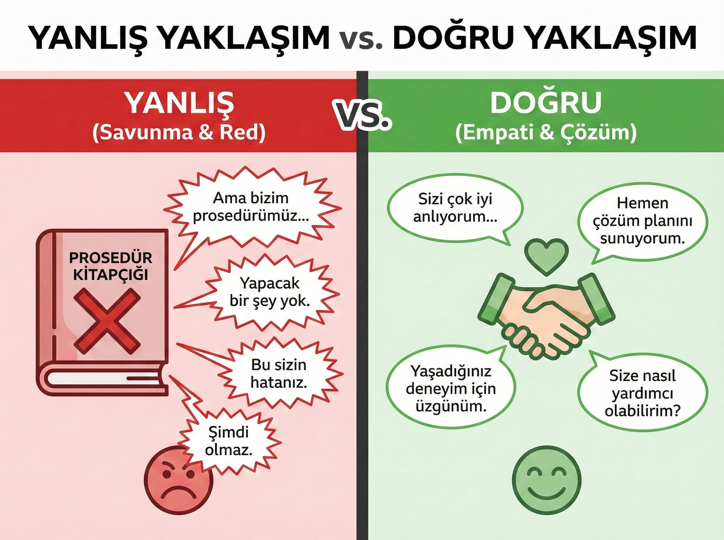 Empati özür çözüm sıralaması, yanlış doğru cevap örnekleri bölümü