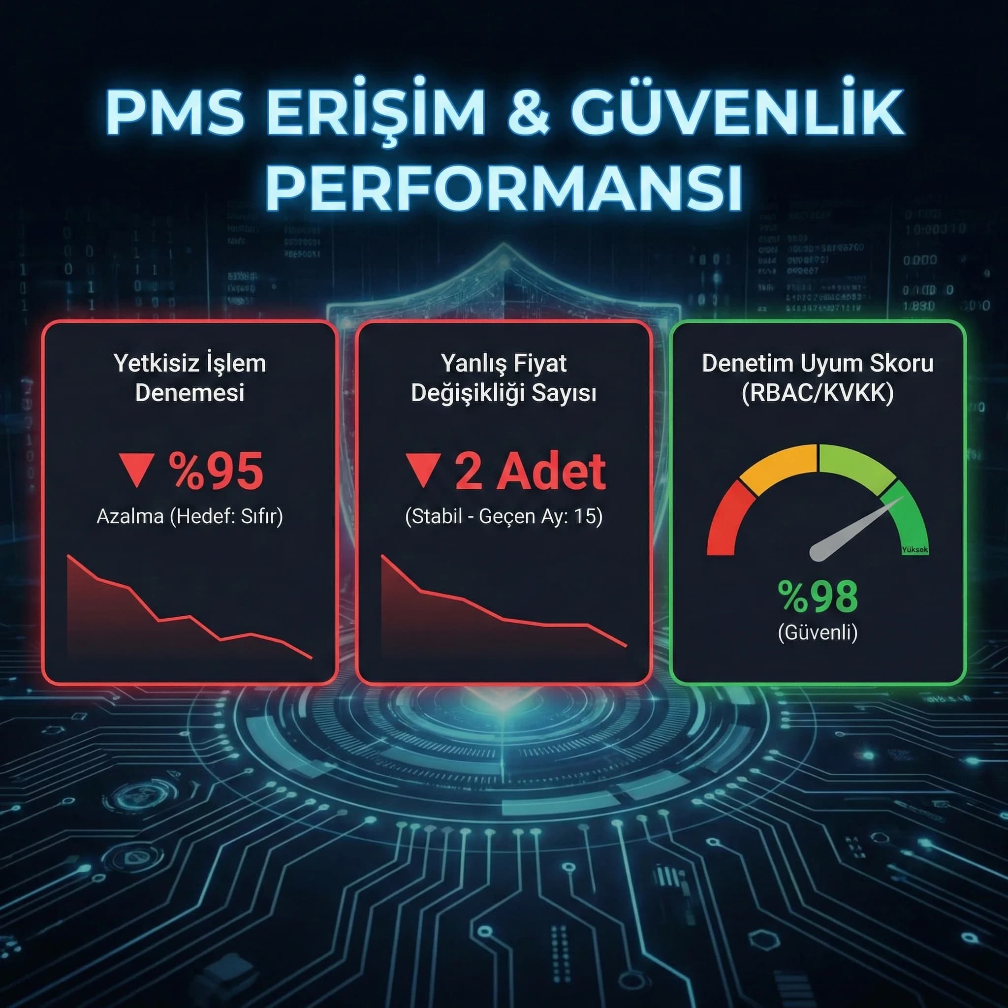 Rol matrisi, SOP ve denetim paketini gösteren deliverables kartı, otel güvenlik bağlamı