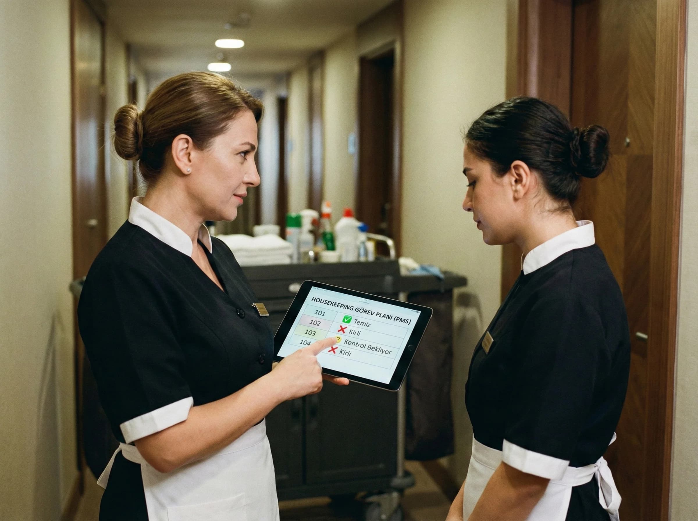 Housekeeping yönetimi bölüm ayırıcı, oda durumu ve operasyon akışı otel bağlamı