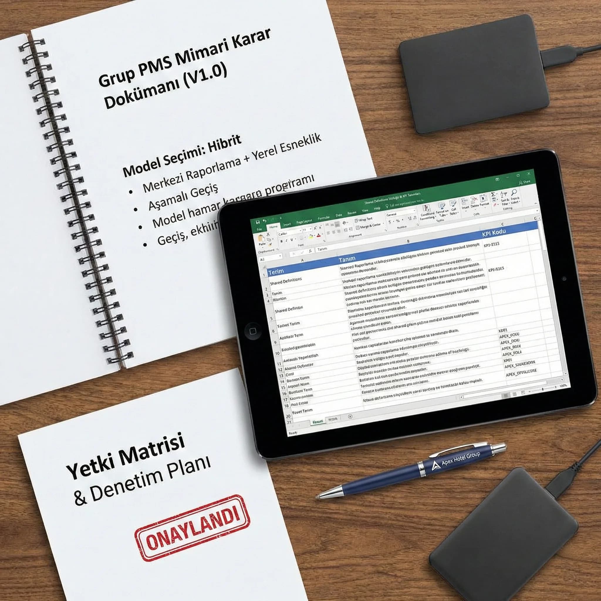 Multi-property mimari çıktı seti, sözlük yetki matrisi ve dashboard deliverables