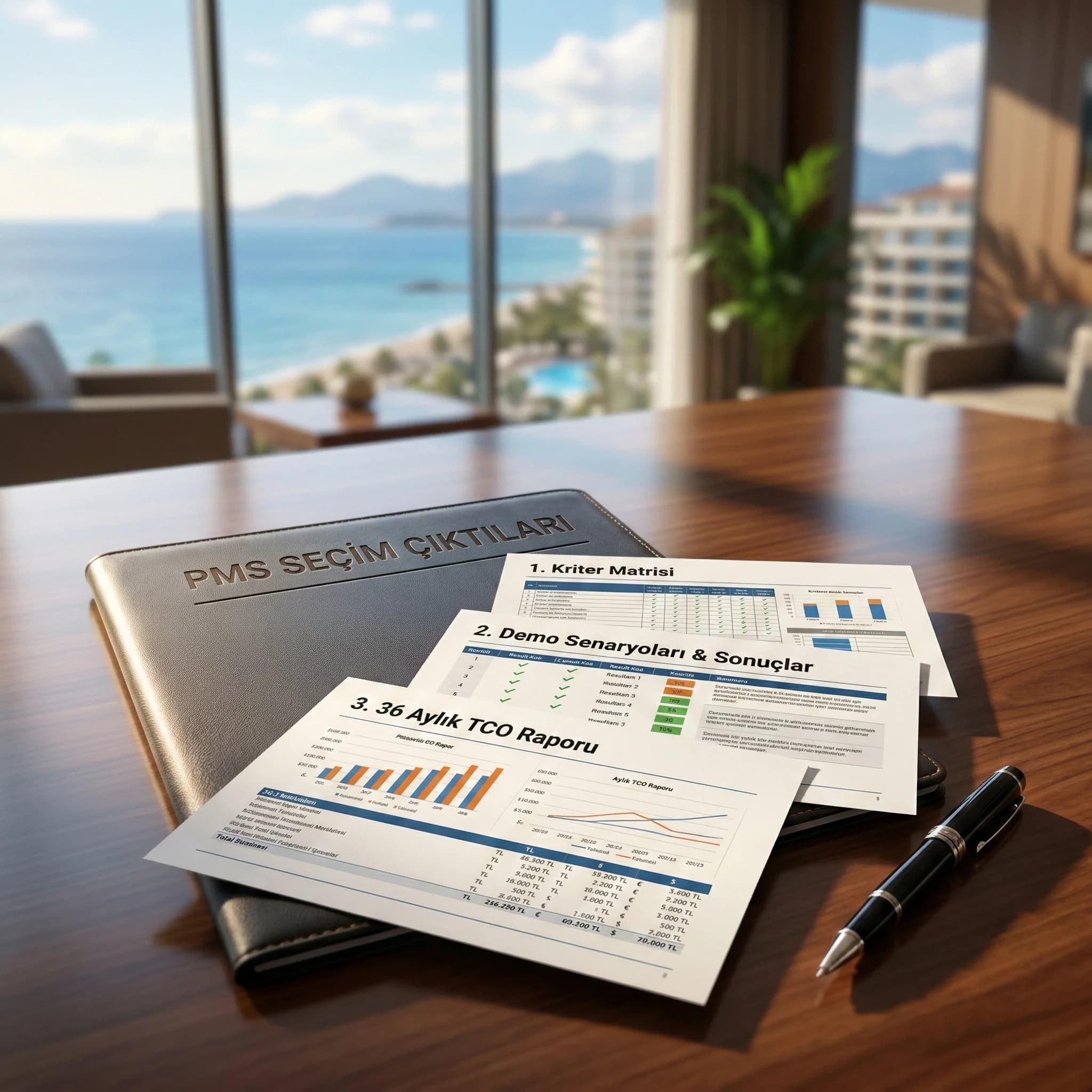PMS seçim doküman seti, senaryo testi ve TCO çıktıları otel bağlamı