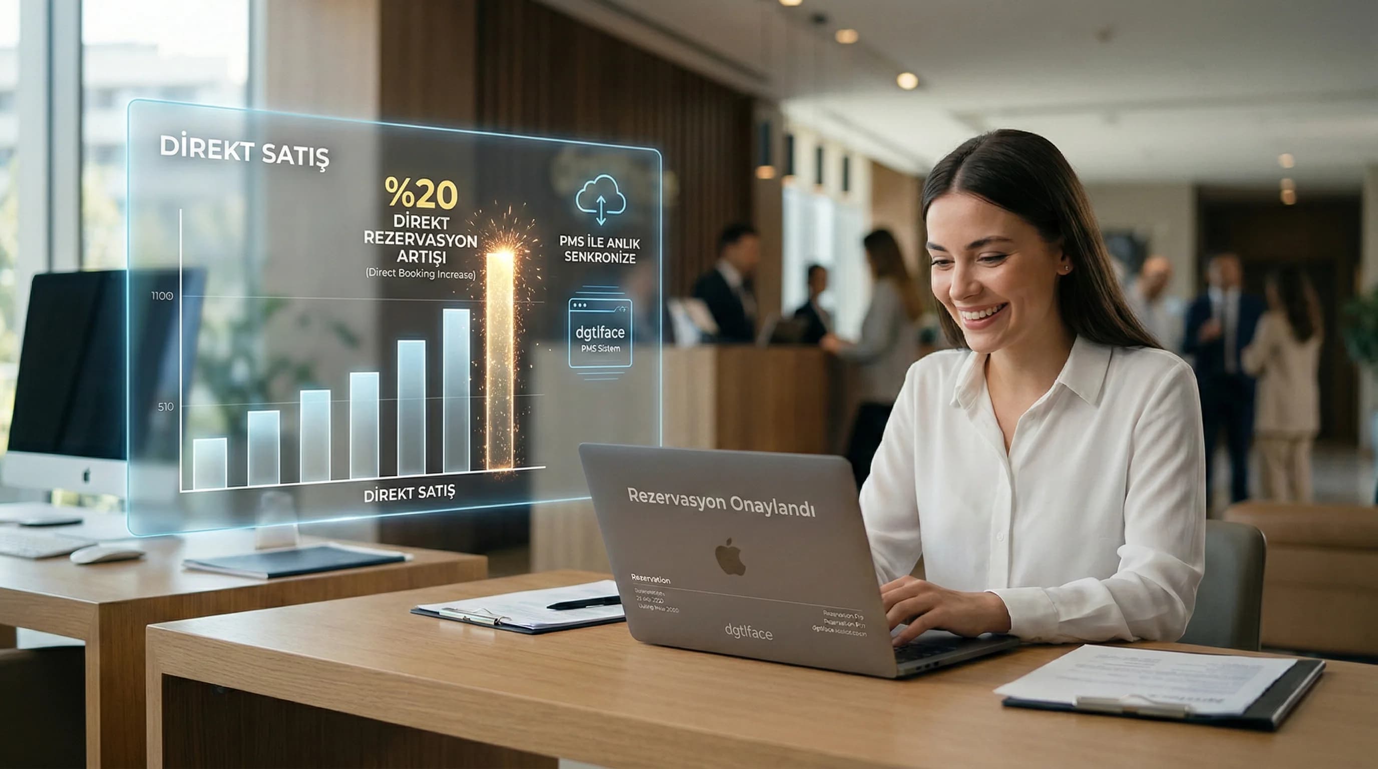 Online rezervasyon deneyimi ve PMS senkronu, otel direkt satış bağlamı