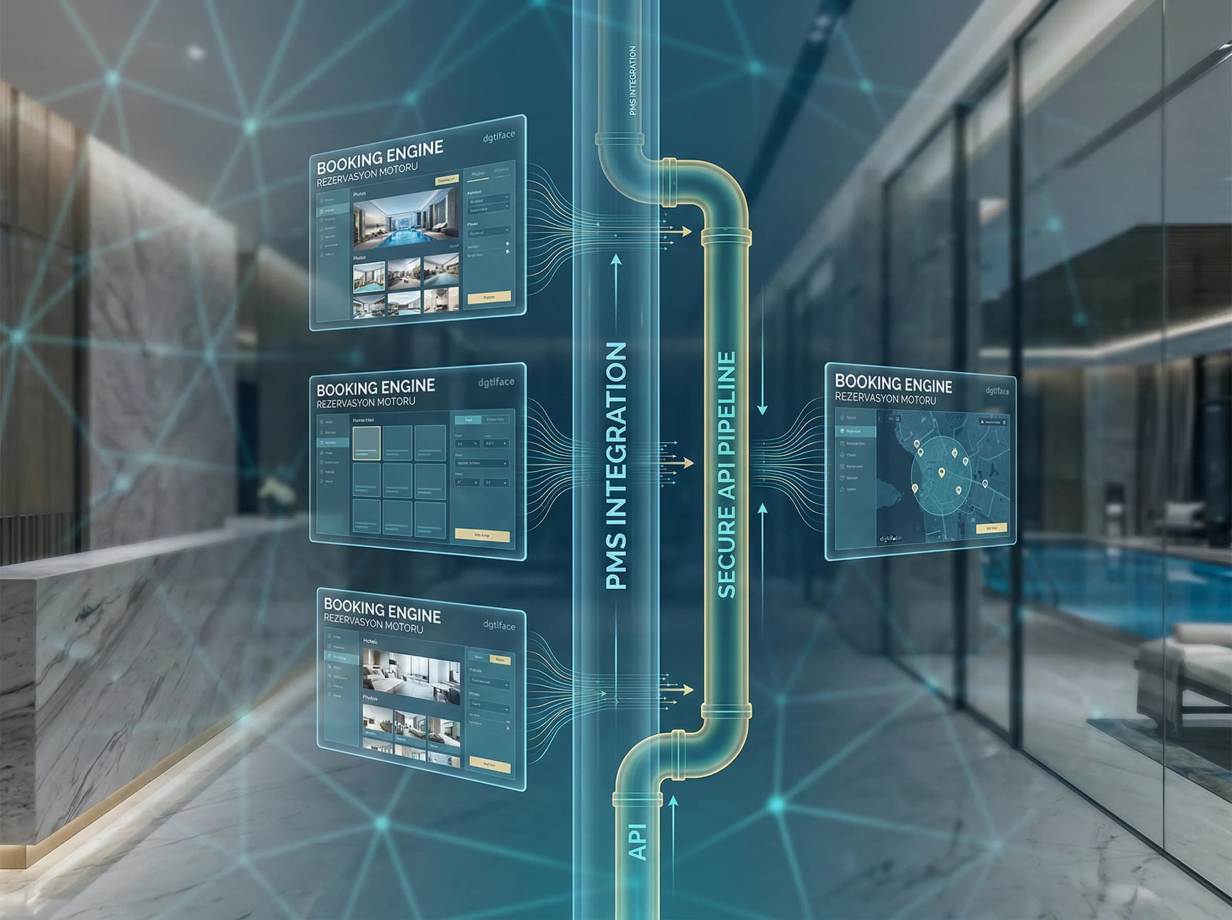 Booking engine seçimi bölüm ayırıcı, otel web rezervasyon mimarisi bağlamıı