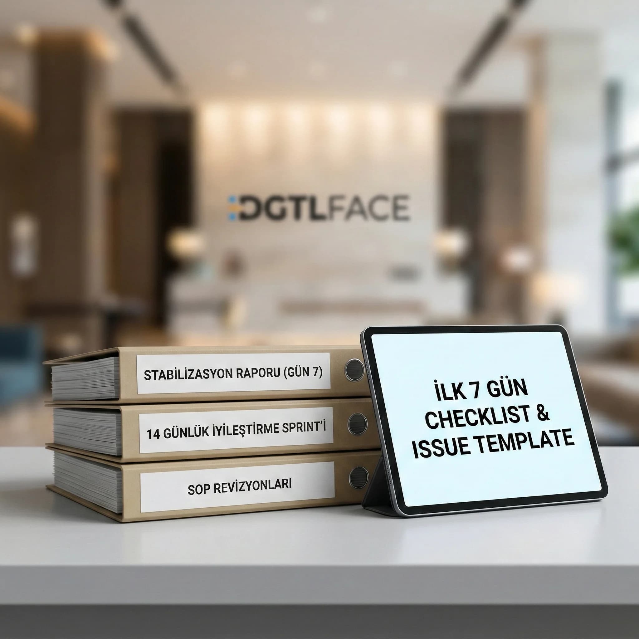 İlk 7 gün go-live checklist kartı, front desk destek bağlamı