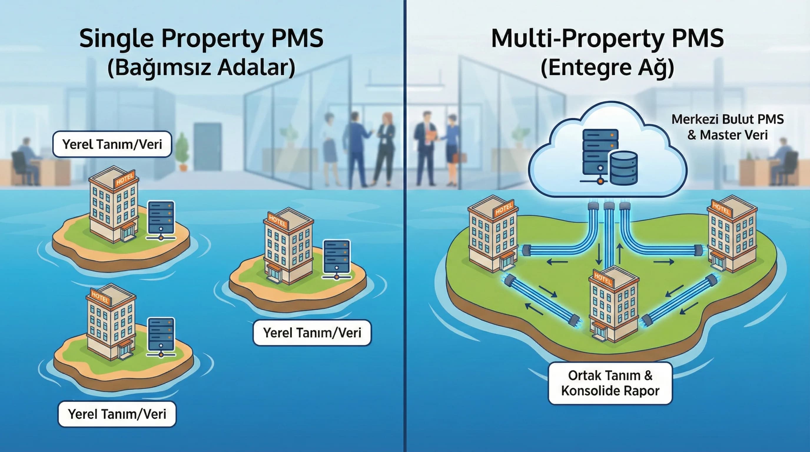 Room Type ve Rate Plan ayrımıyla sade yapı, otel operasyon bağlamı