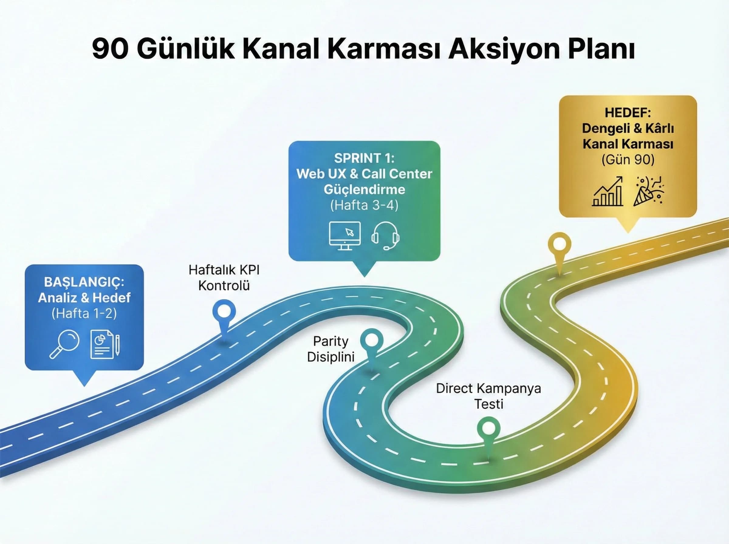 90 günlük kanal karması planı geçiş görseli, otel yöneticisi için