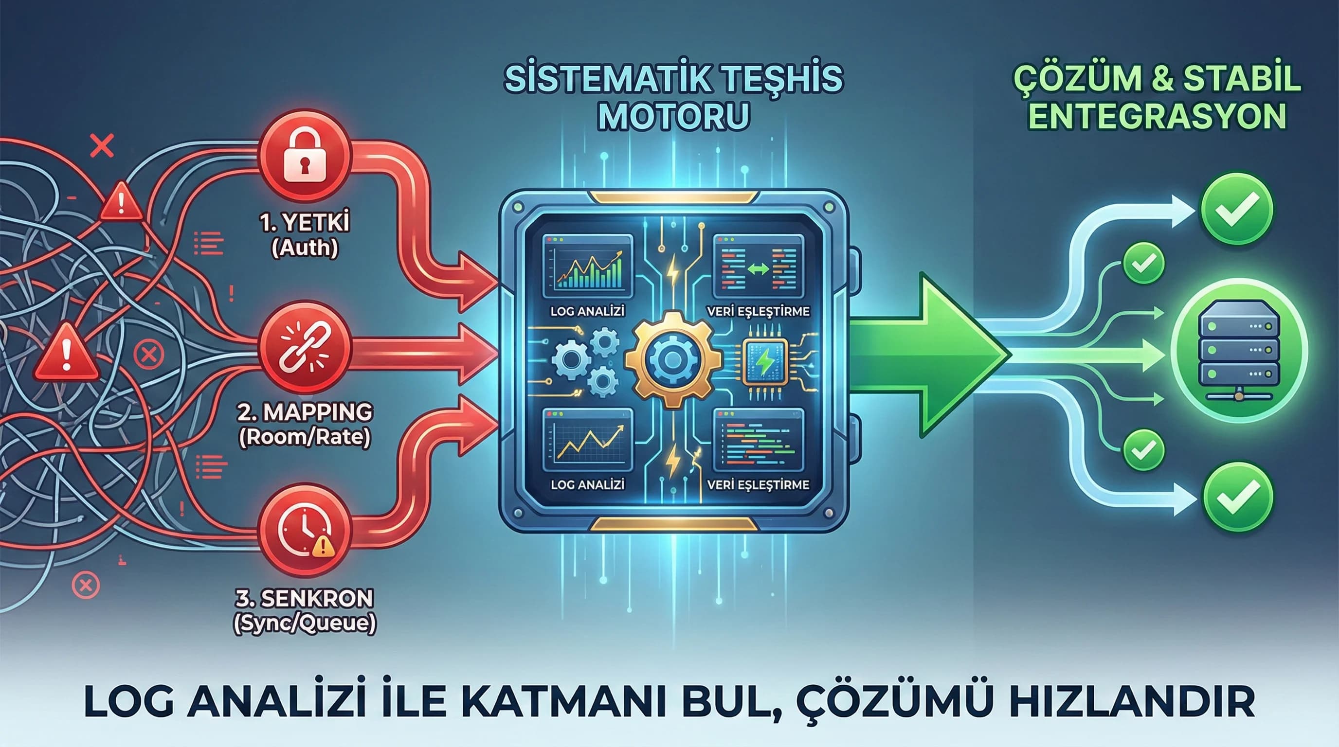 Hata kodu ve log ile katman bulma, teknik troubleshooting yaklaşım